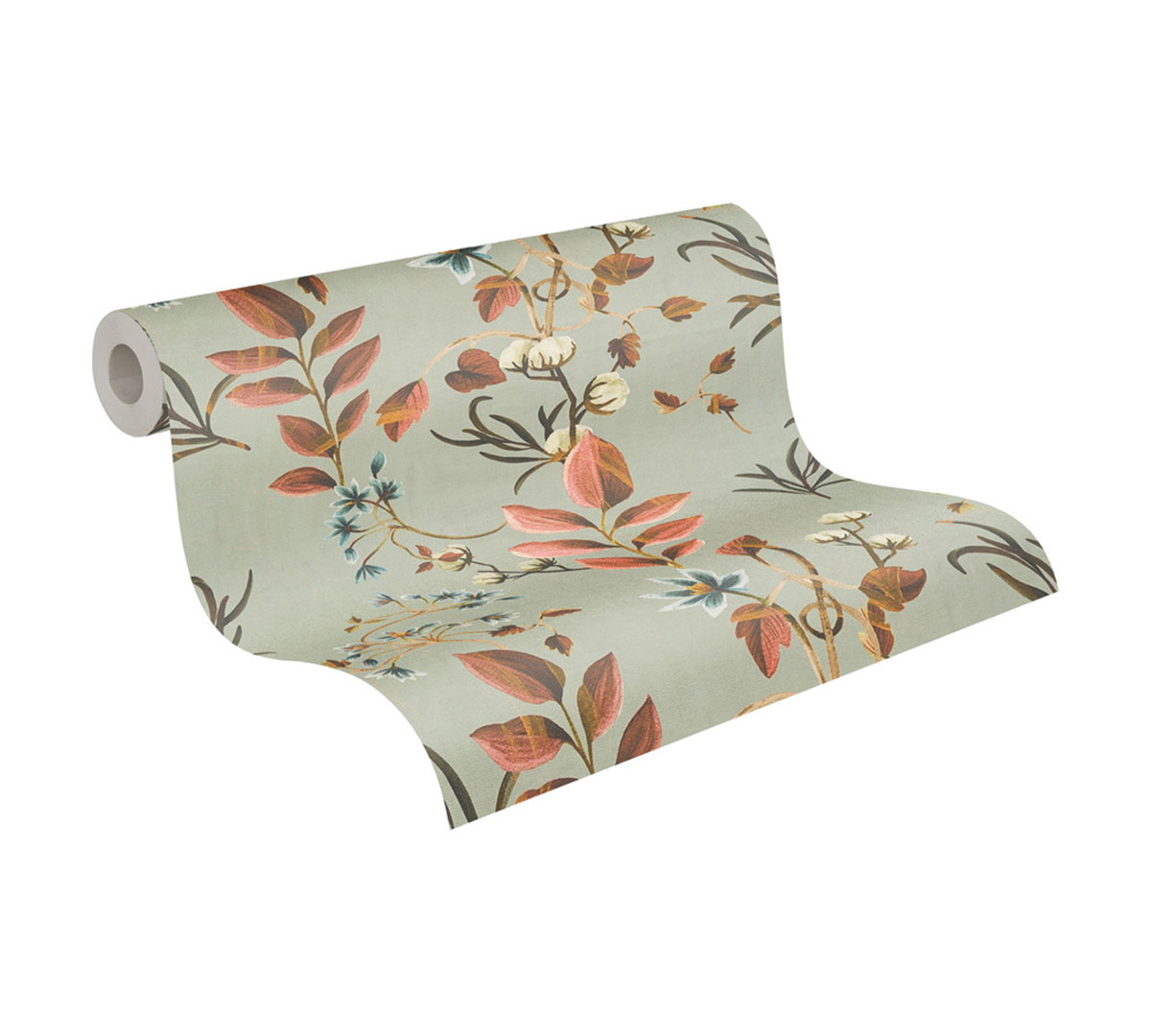 Papier peint Fleur Coton vert gris - Anna D'Andrea d'A.S. Création AMB5| Réf. AS-782122