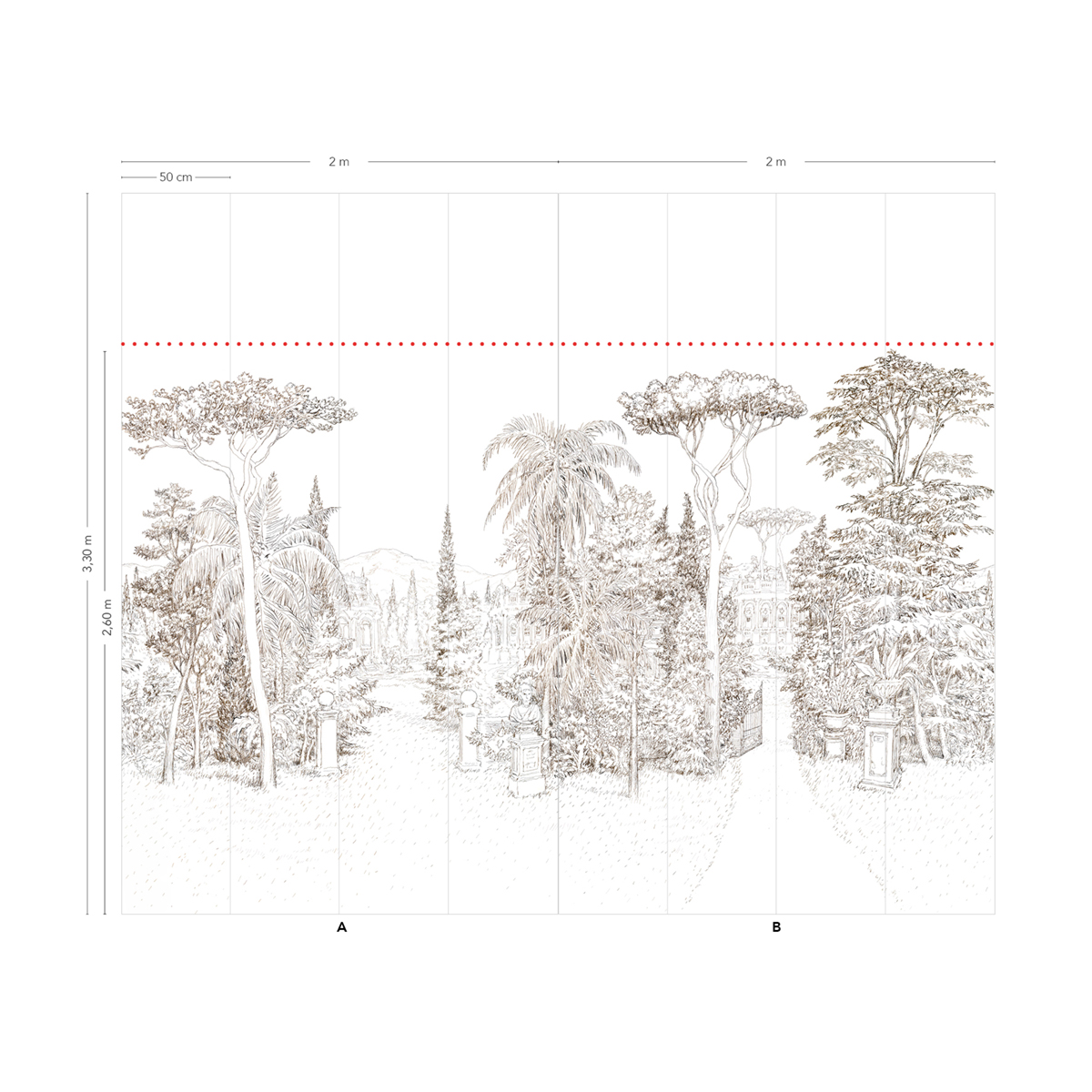 Papier peint panoramique Jardin Baroque A+B - 1/2/3/4 - Isidore Leroy REGLE