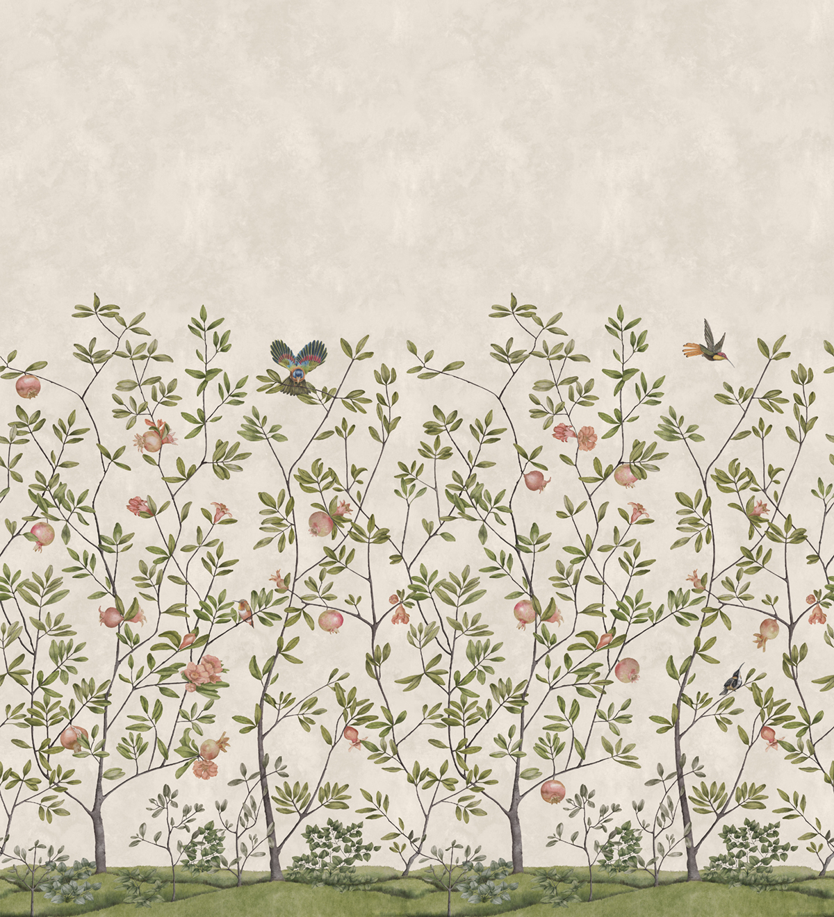 Papier peint panoramique Nature Grenades Beige A+B - 1/2/3/4/5/6 - Isidore Leroy