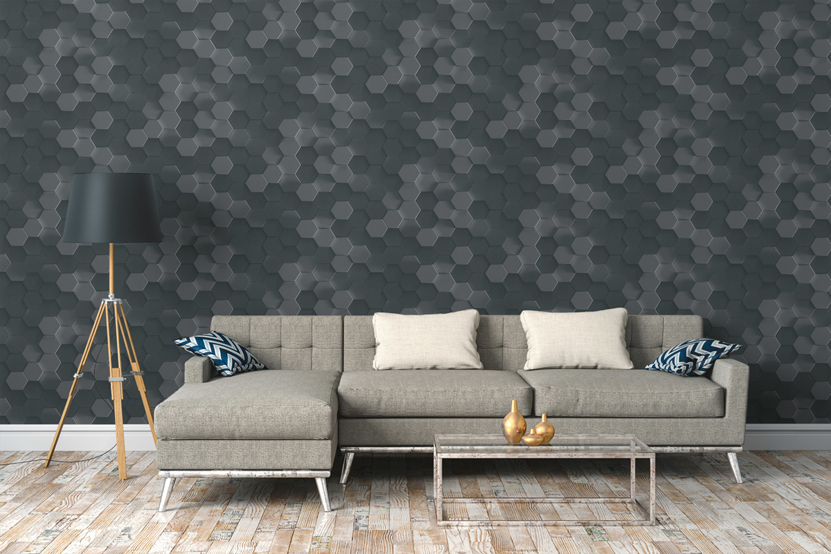 Papier peint 3D Nid d'Abeille noir - Pintwalls d'A.S. Création | Réf. AS-387233