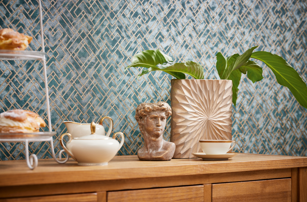 Papier peint Contemporain David vert doré - Metropolitan Stories 3 d'A.S. Création AMB2 |  Réf. AS-388285