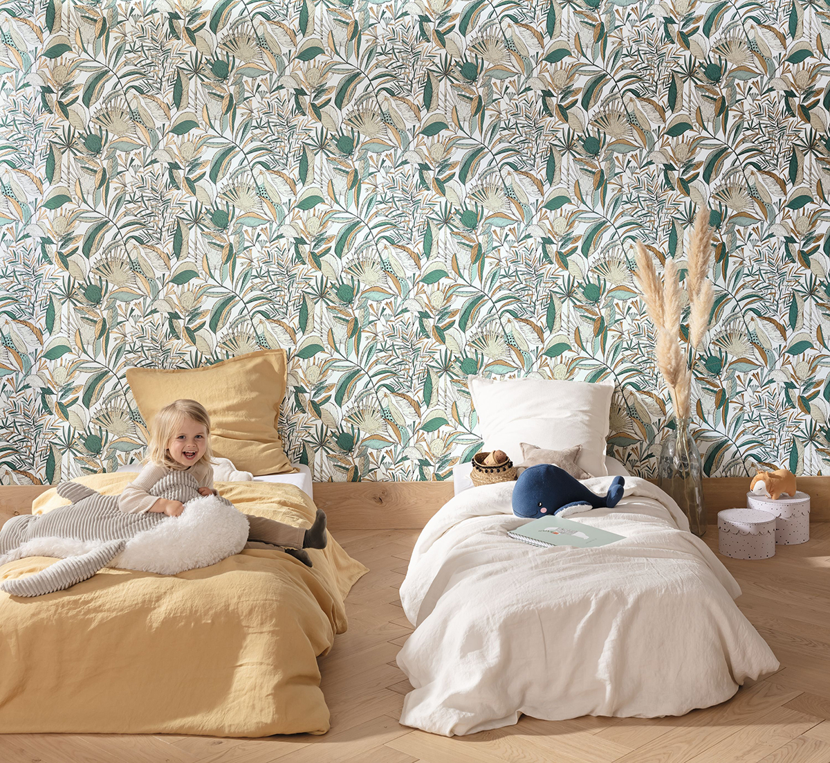 Papier peint Feuille Jardin de Bel Air vert doré - Nos Gravures de Casélio | Réf. NGR103017189