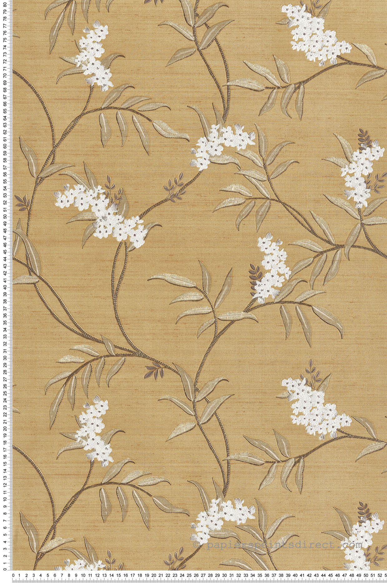 Papier peint Fleuri Vintage curry doré - Opera de Montecolino | Réf. MC-OP33307