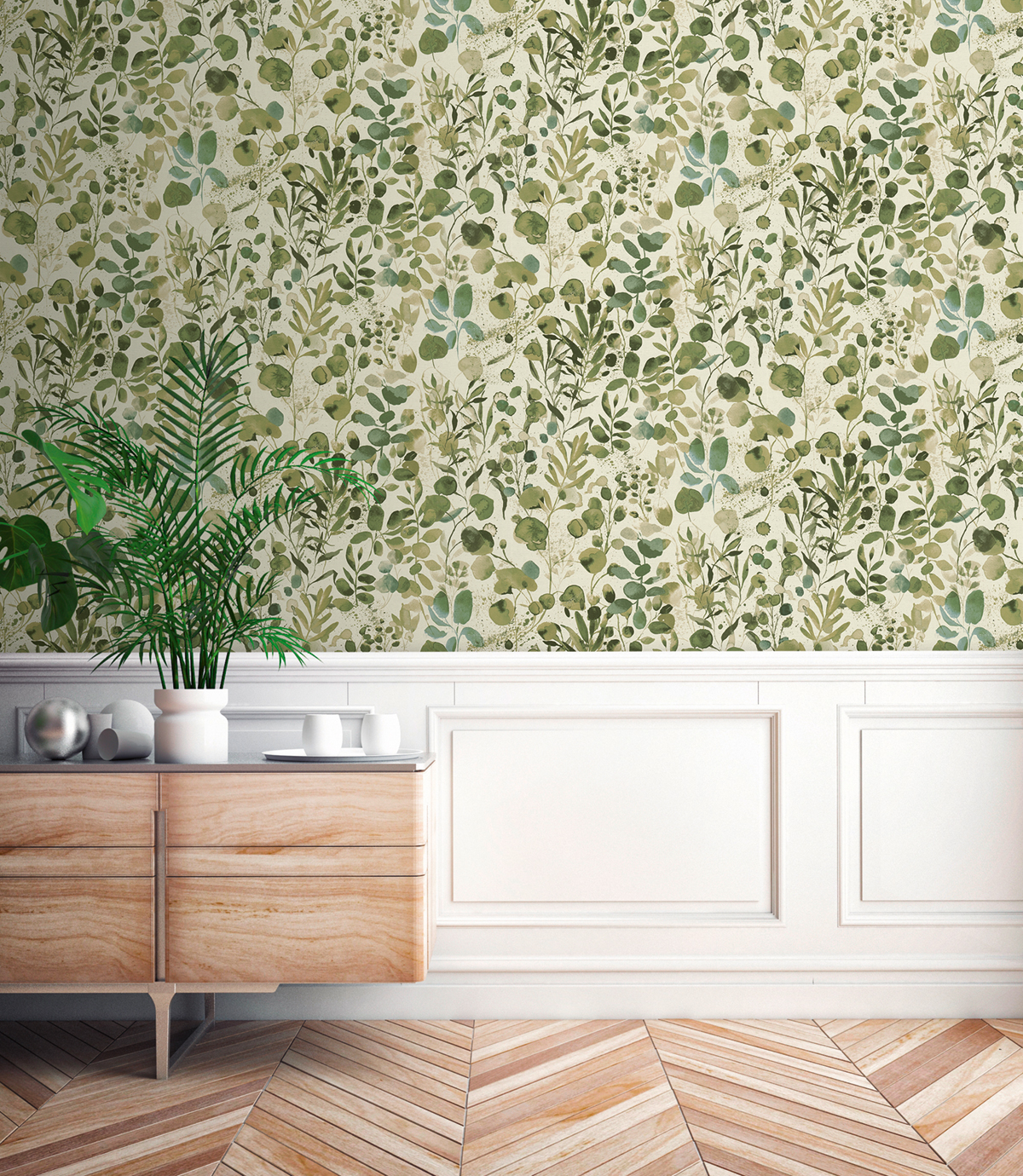 Papier peint Herbier Aquarelle vert - Aquarell Dreams d'A.S. Création | Réf. AS-396971