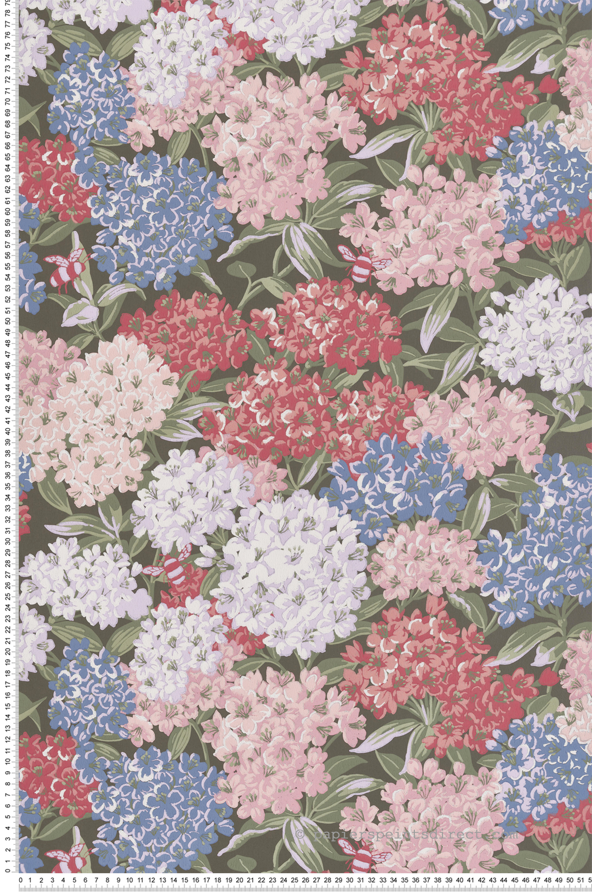 Papier peint Fleur Rhododendron Walk Invisible Green - In The Garden de Little Greene | Réf. 0234RWINVIS