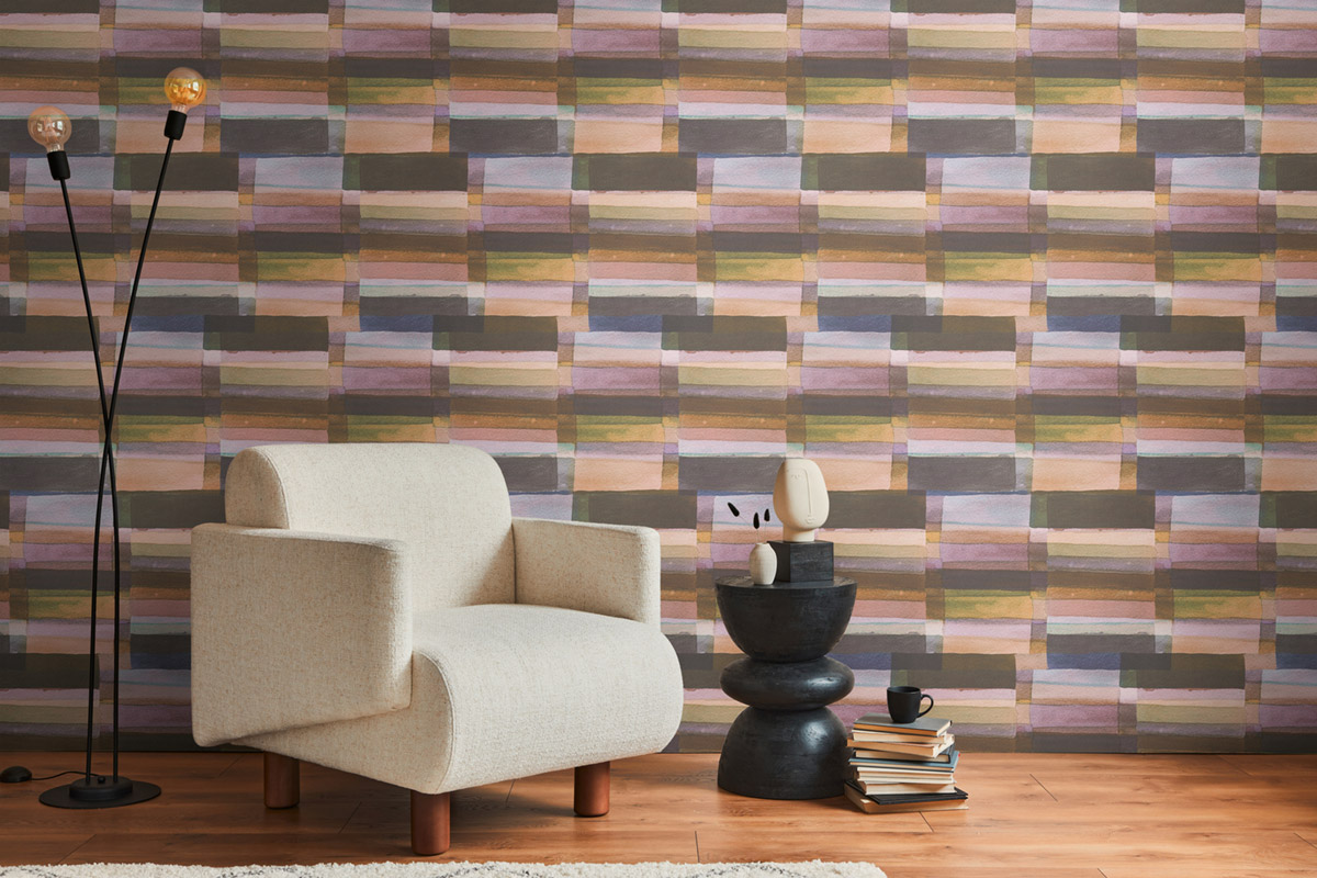 Papier peint Géométrie Aquarelle multicolore vert - Anna D'Andrea d'A.S. Création AMB2| Réf. AS-782252