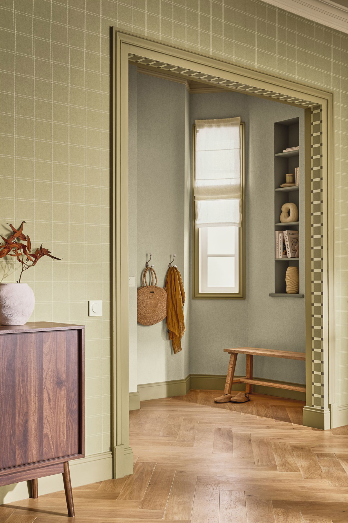 Frise Carreaux Square Border kaki olive - Line Up de Casélio | Réf. LNP106787070