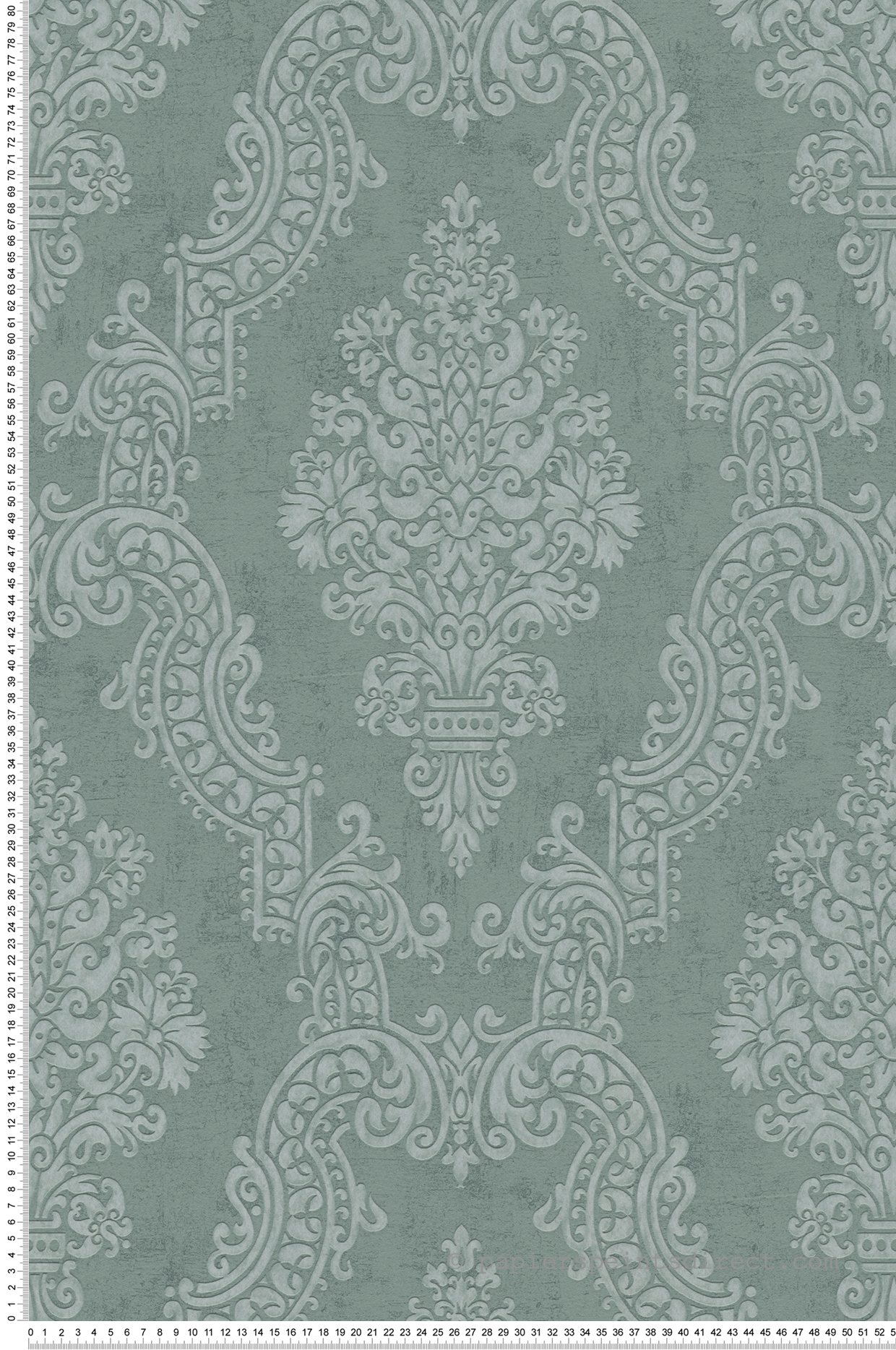 Papier peint Médaillon Baroque vert sauge argenté - Pure Elegance d'A.S. Création | Réf. AS-397651
