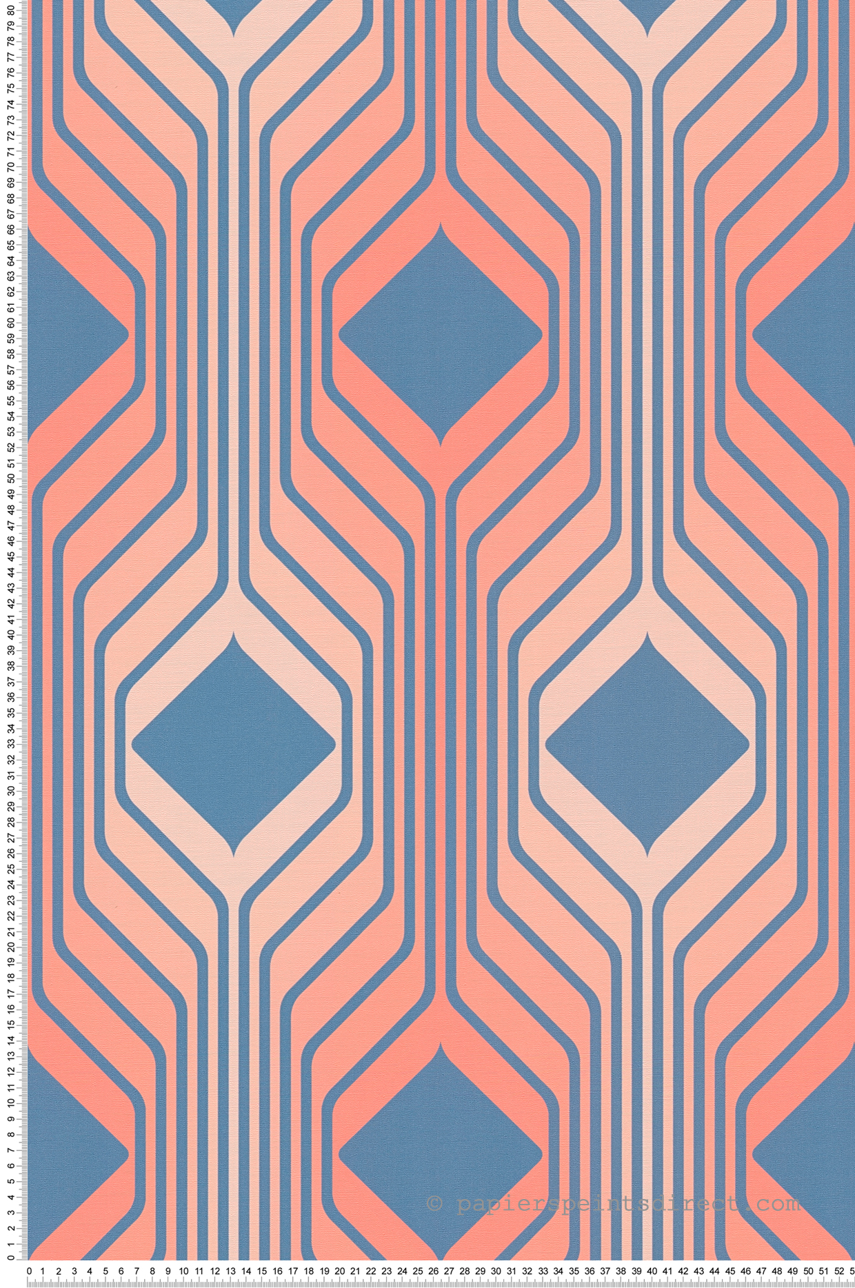 Papier peint Géométrique Années 70 corail bleu - Retro Chic d'A.S. Création | Réf. AS-395322