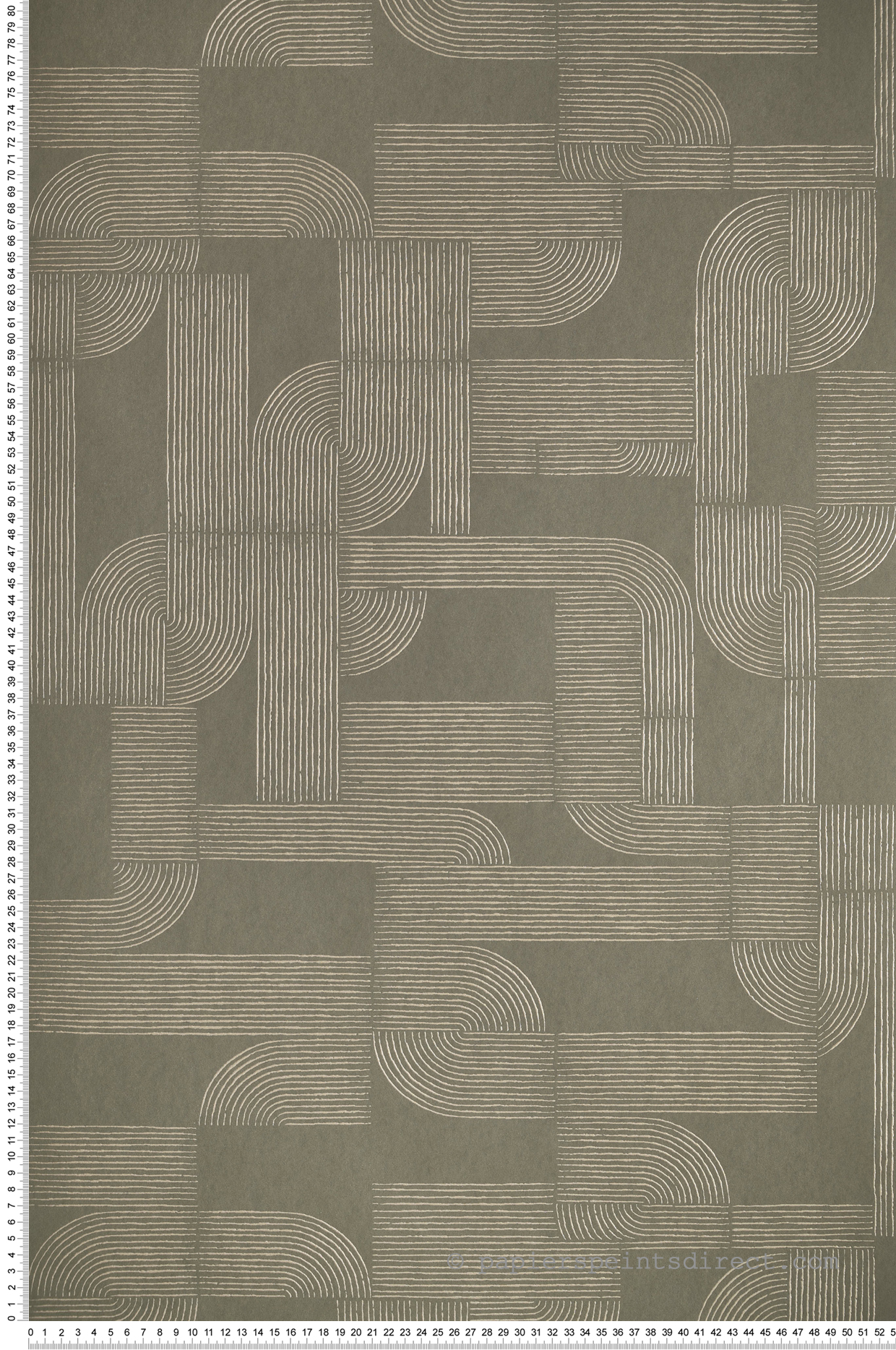 Papier peint Graphique Hector kaki nacré - Square Jasmin de Casamance | Réf. CAS-75701528