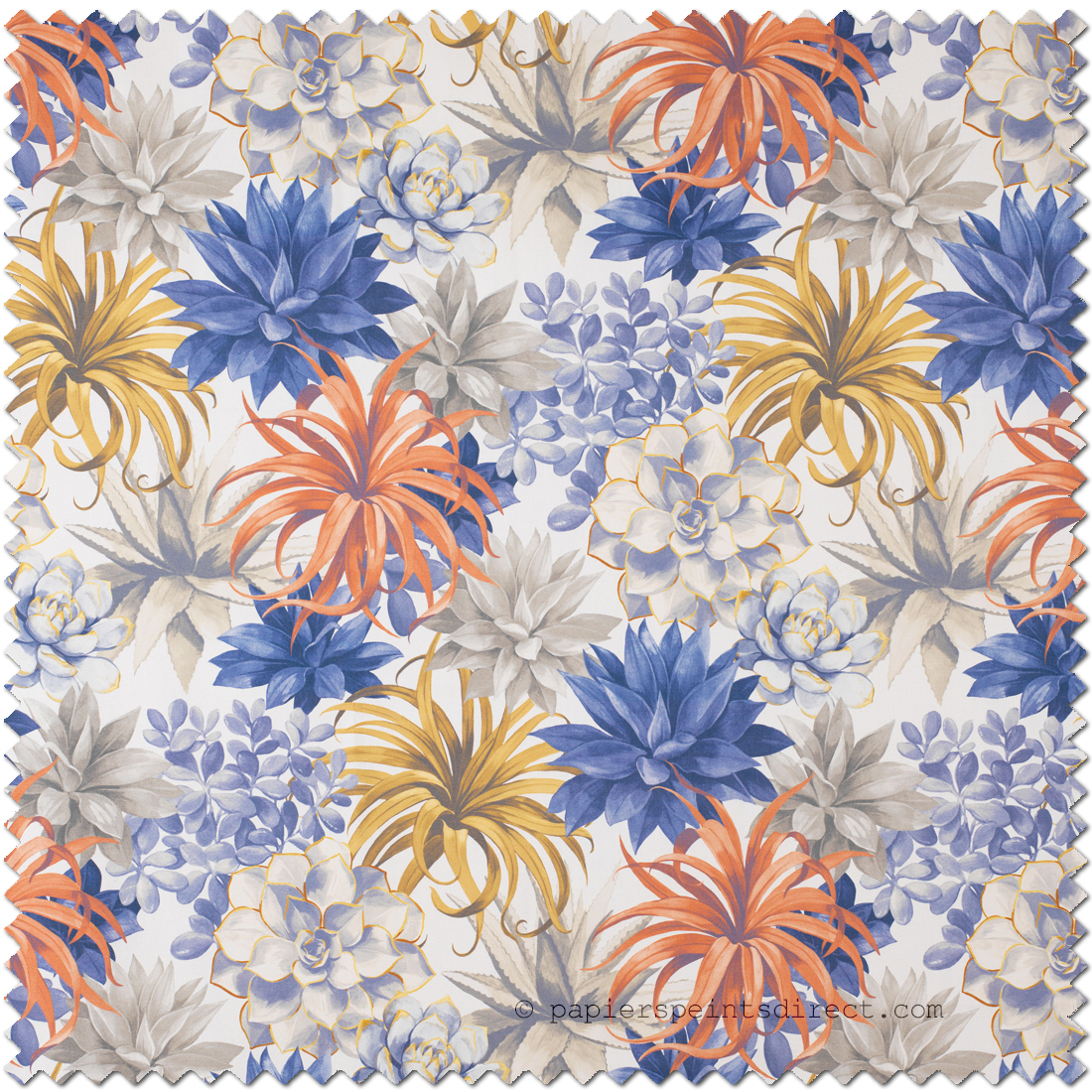 Tissu Plante Echeveria bleu encre - Botanica de Casadéco | Réf. BOTA86116684