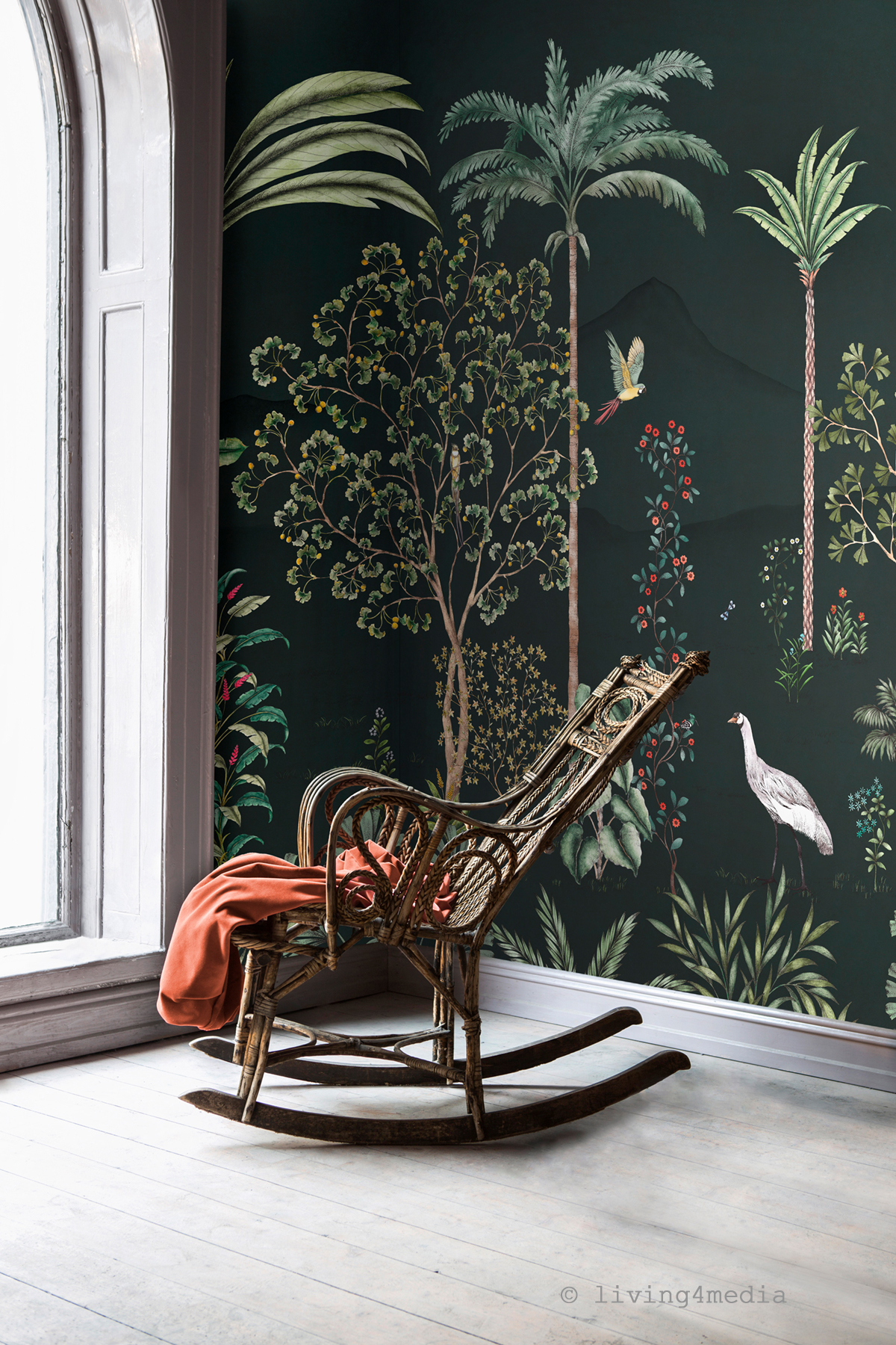 Papier peint panoramique Jardin Des Oiseaux Nuit A - 1/2/3 - Isidore Leroy