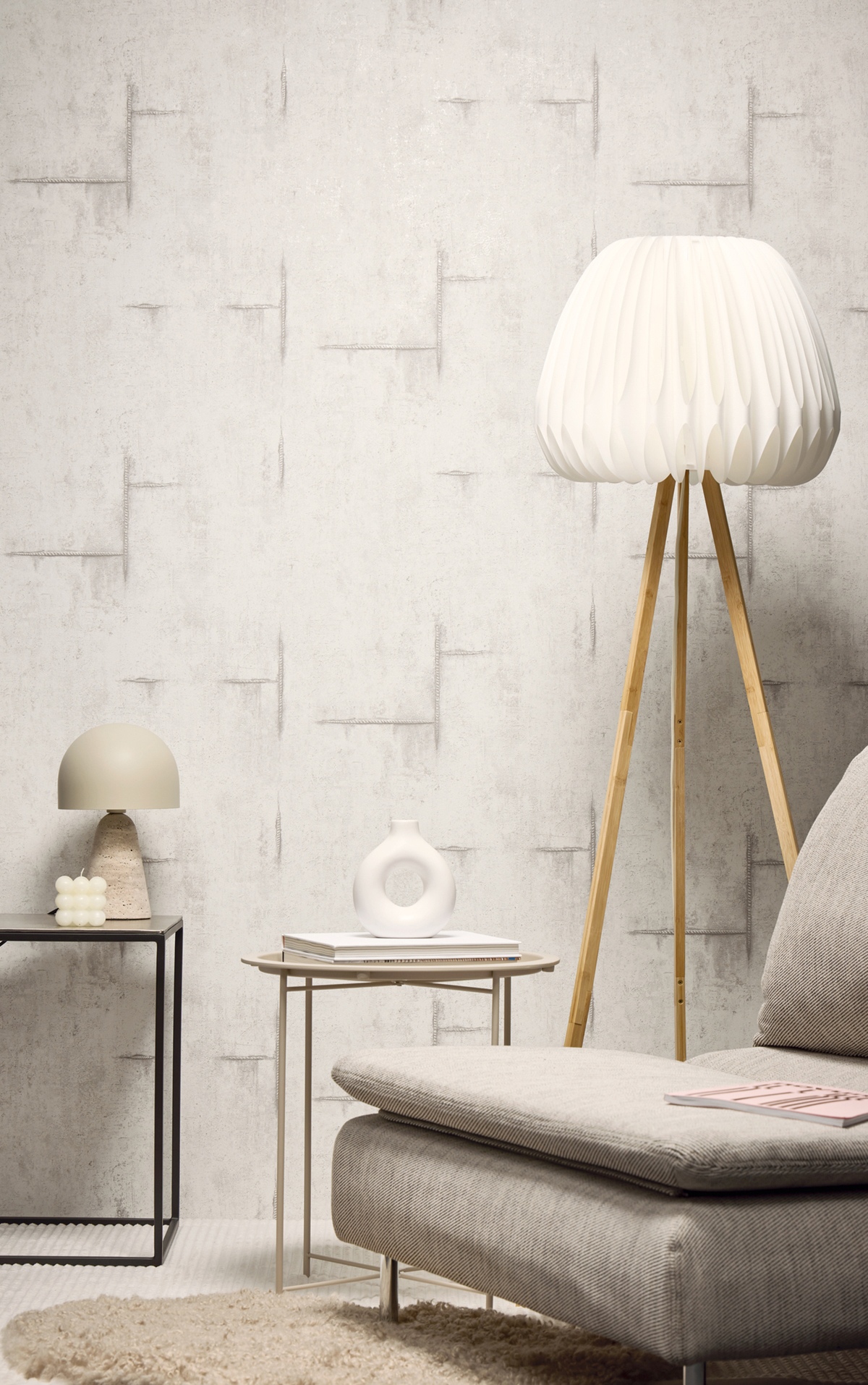 Papier peint Béton Graphite Groove blanc gris - Cosmoliving d'A.S. Création AMB2 | Réf. AS-790851