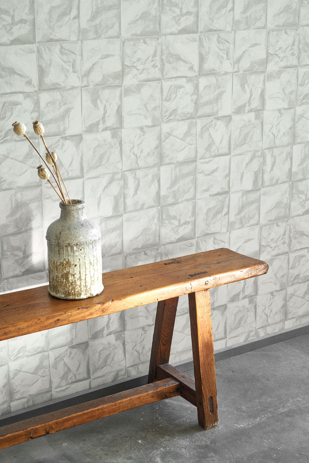 Papier peint Carreaux Papier Froissé gris - Papercraft de Casadéco AMB2 | Réf. PAPC89649229