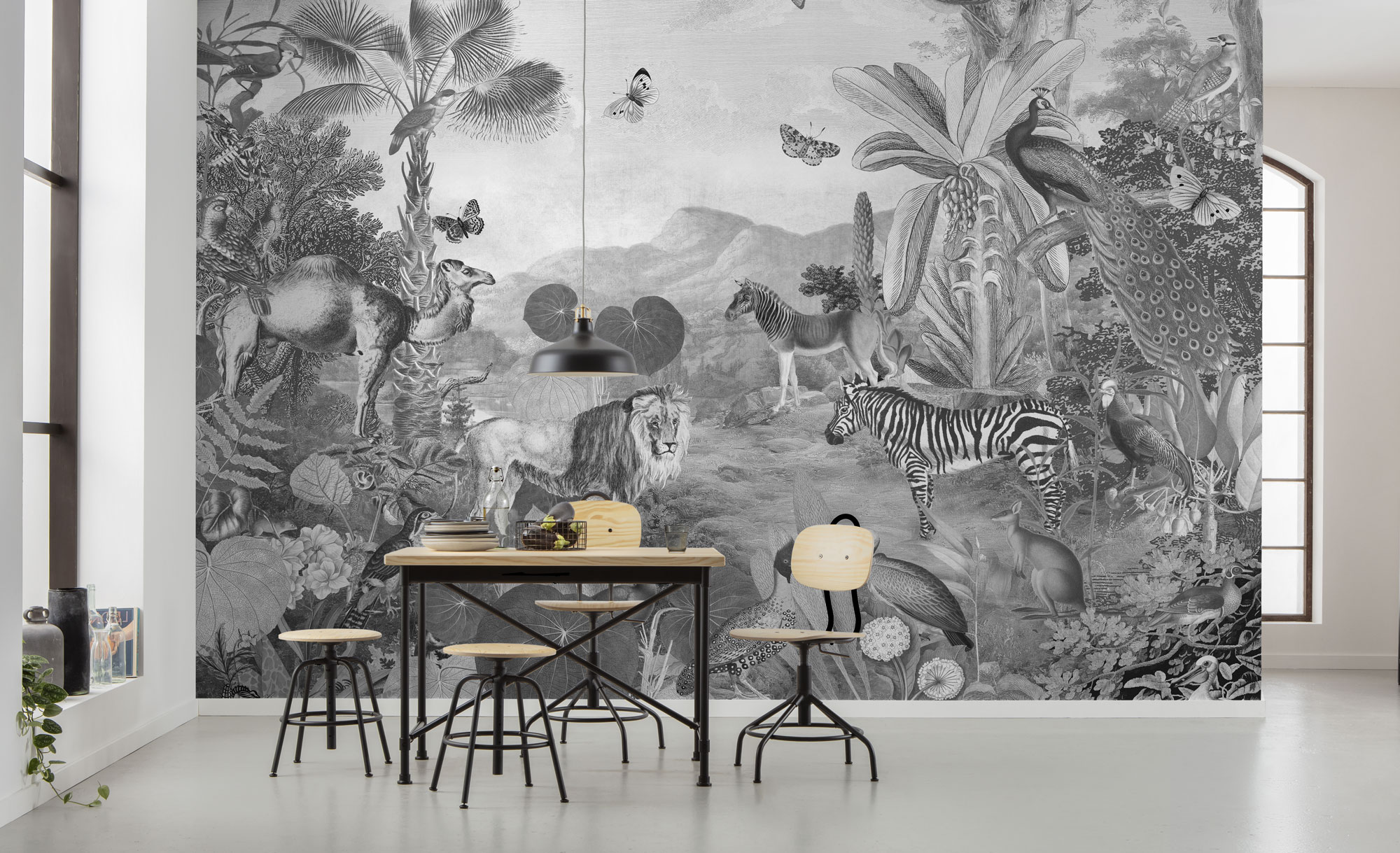 Papier peint animaux jungle panoramique Flora and Fauna - Papier peint Komar Home