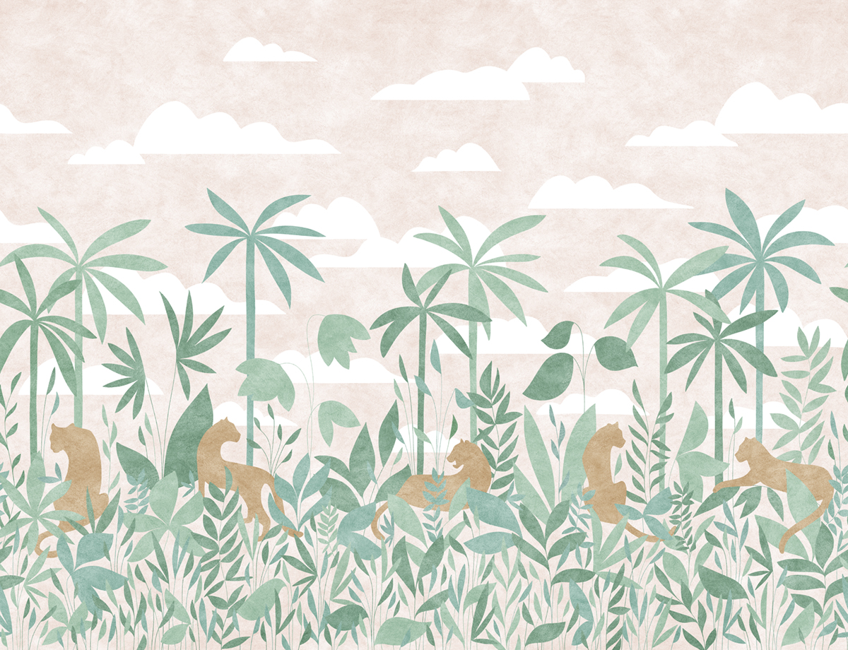 Papier peint panoramique Paradis des Tigres Jour A+B+C - 1/2/3/4/5/6/7/8/9 - Isidore Leroy