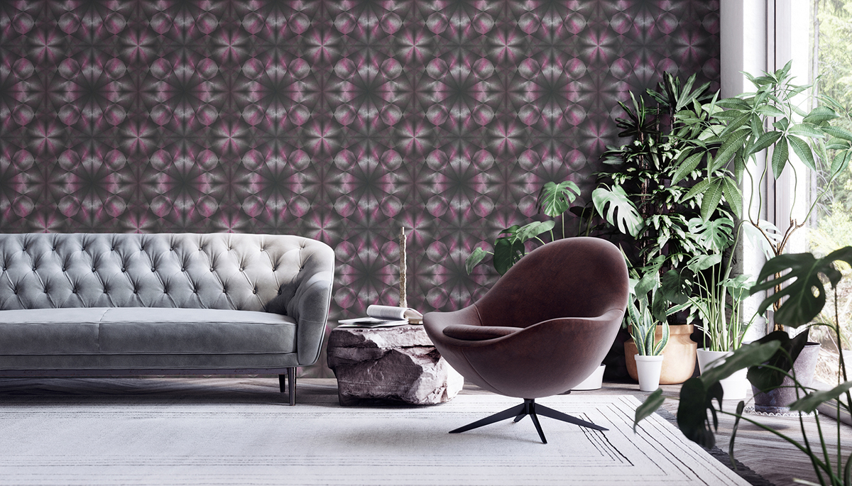 Papier peint Géométrique Diamant noir et fuschia irisé - My Home My Spa d'A.S. Création | AMB Réf. SP15844