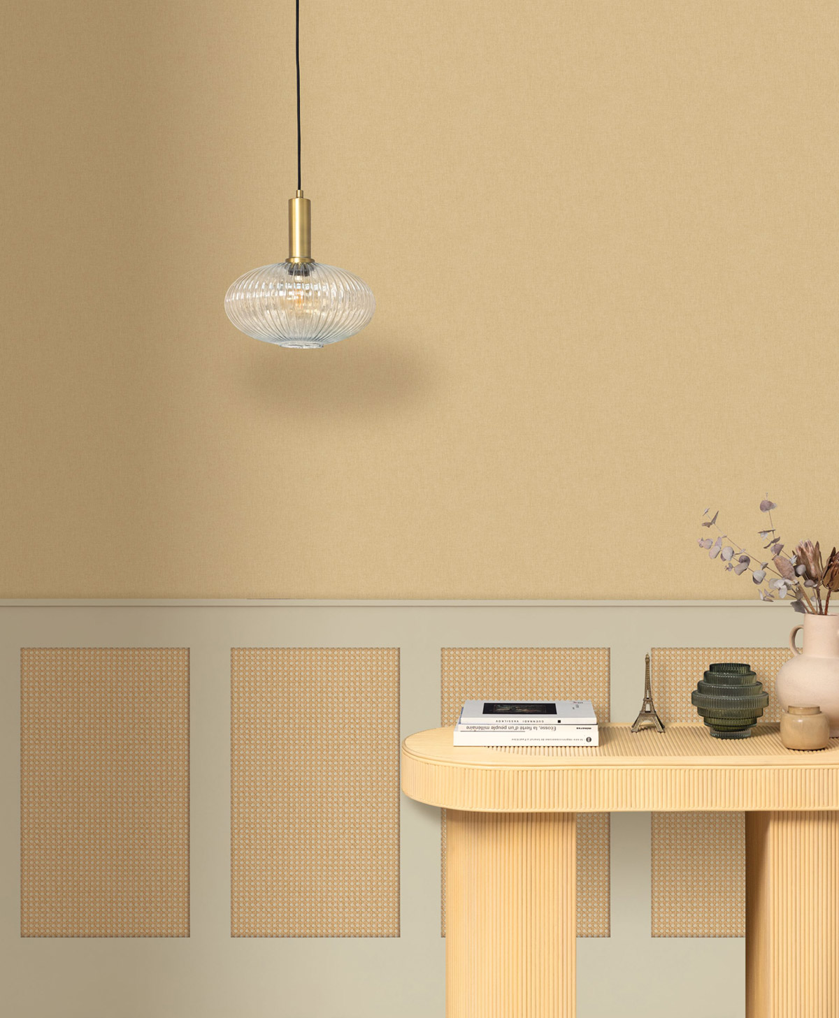 Papier peint Soubassement Cannage en Rotin S grège - Reliefs de AMB3 | Réf. RLF106231000