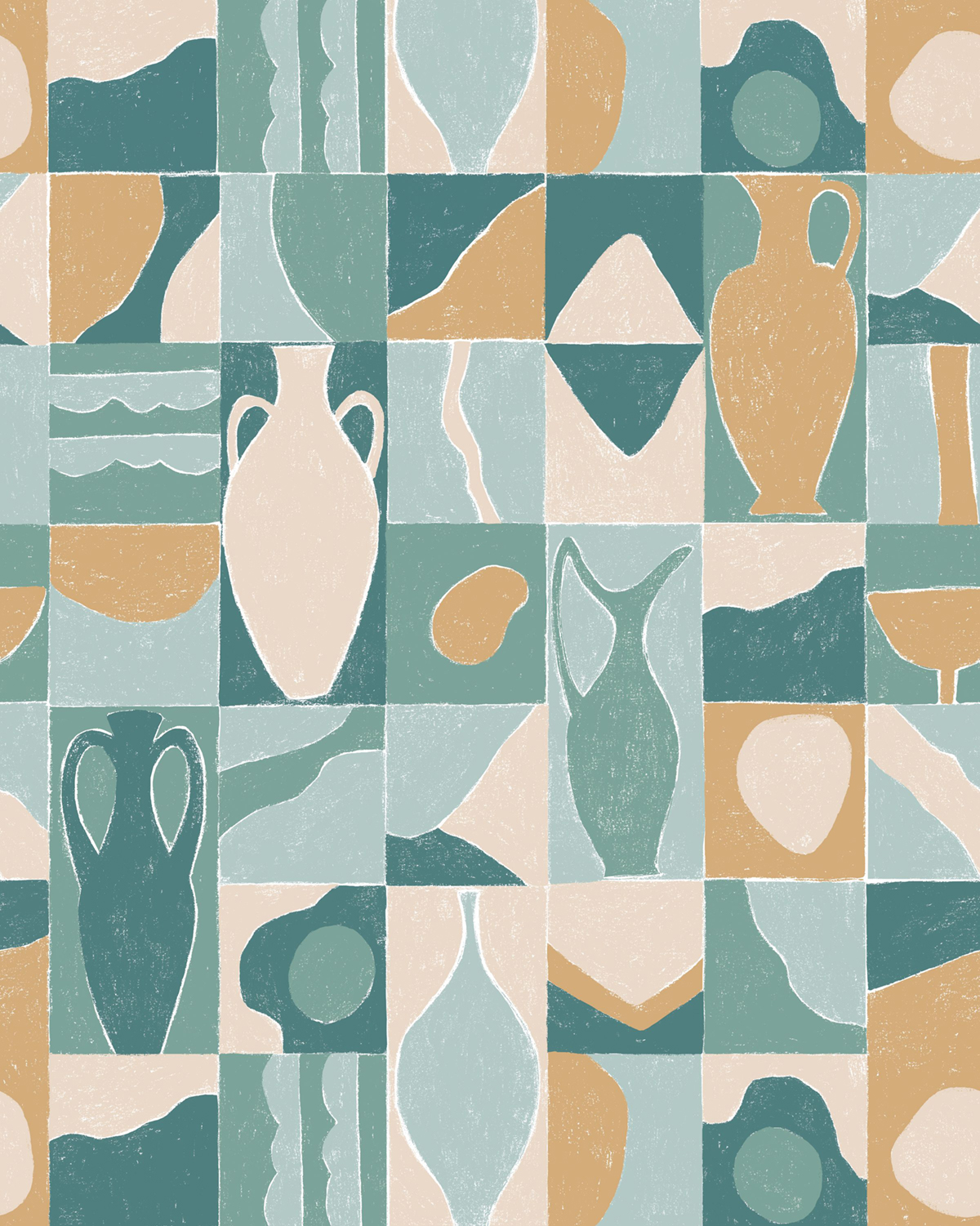 Papier peint panoramique Atelier Ceramic Tiles vert S 200X250 - Pimp My Wall de Casélio | Réf. PMW104747105