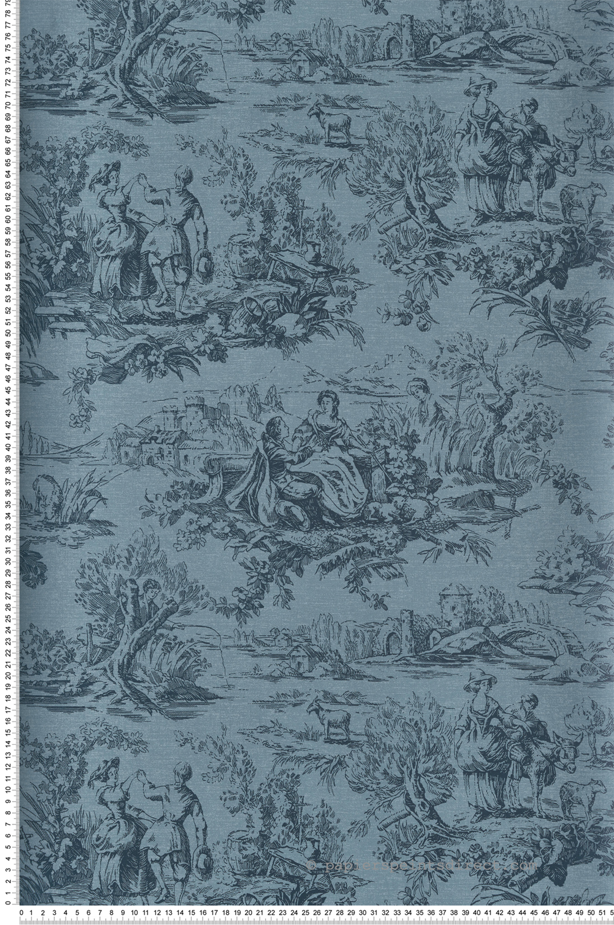 Papier peint Toile De Jouy Lovers' Toile Hick's Blue - National Trust Papers 3 de Little Greene | Réf. 0263LOHICKS