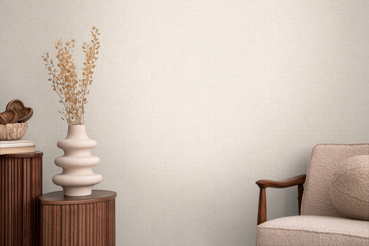 Papier peint Uni Tissage Métallisé blanc craie - Cosmoliving d'A.S. Création | Réf. AS-790664