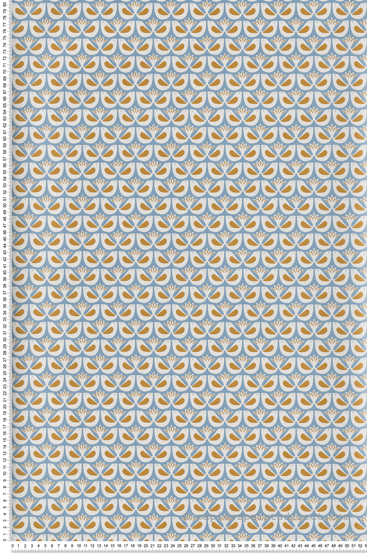 Papier peint oiseaux Freedom bleu/camel - Hygge de Casélio | HYG100586517