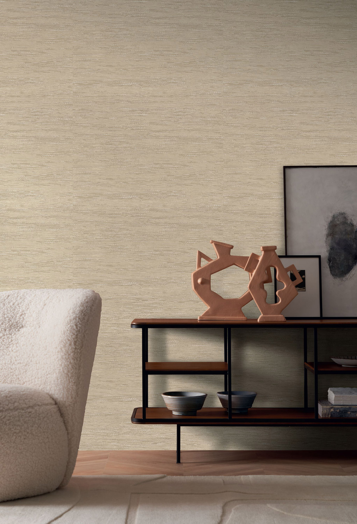 Papier peint Faux Uni Tissage Tatami marron - Le Jacquard de Casamance | Réf. CAS-C75342344