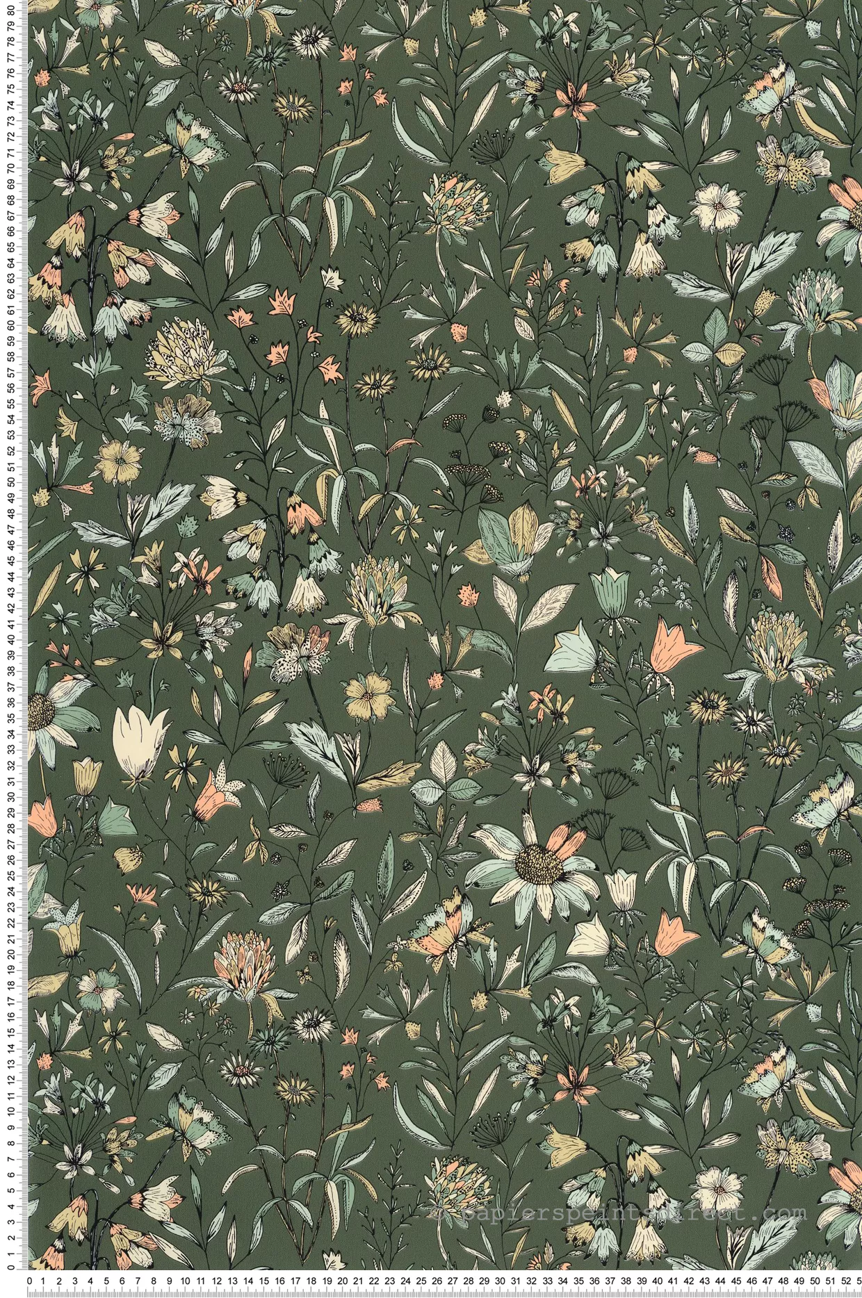 Papier peint Fleur Jardin de Giverny vert anglais - Art of Botany de Casélio | Réf. AOB103007381