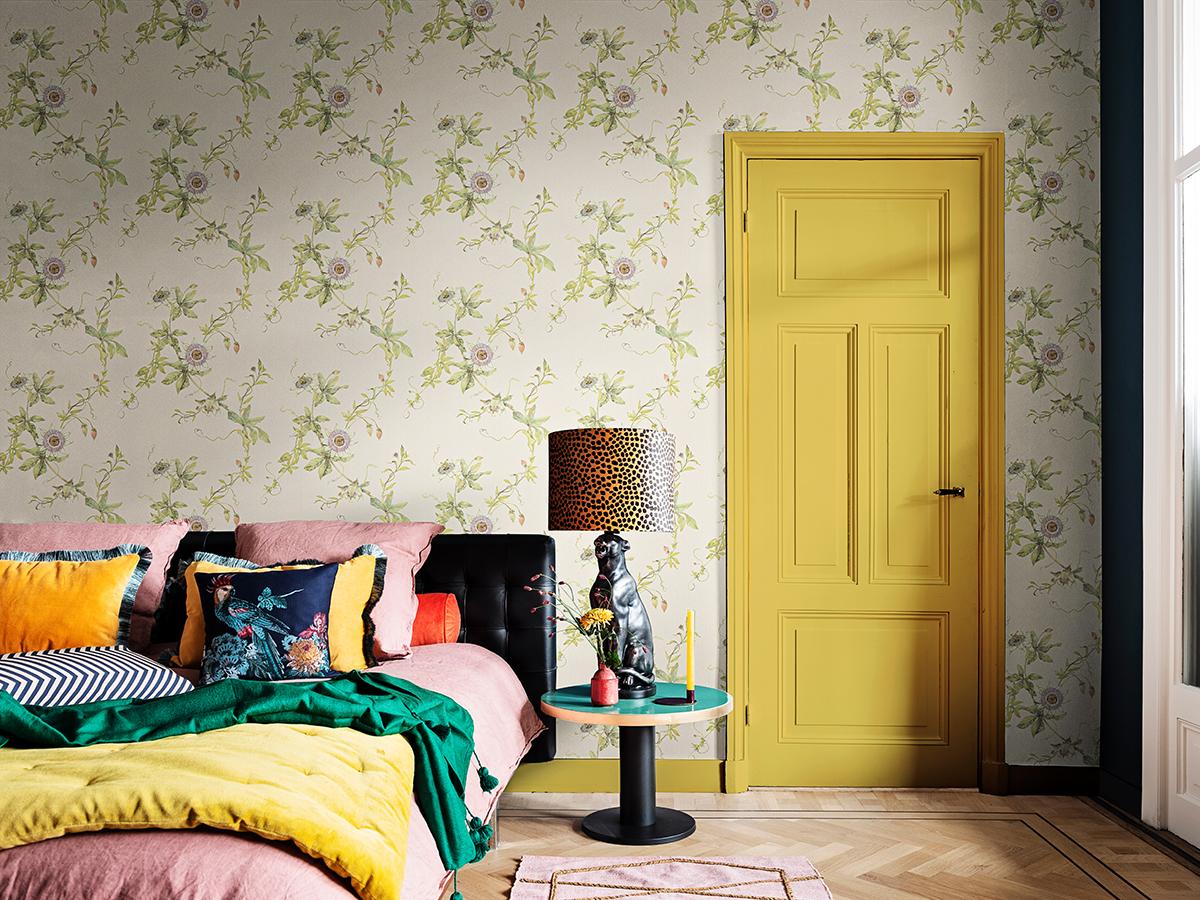 Papier peint Fleur Passiflore vert blanc - Lovy de Lutèce | Réf. LTC-LOV904