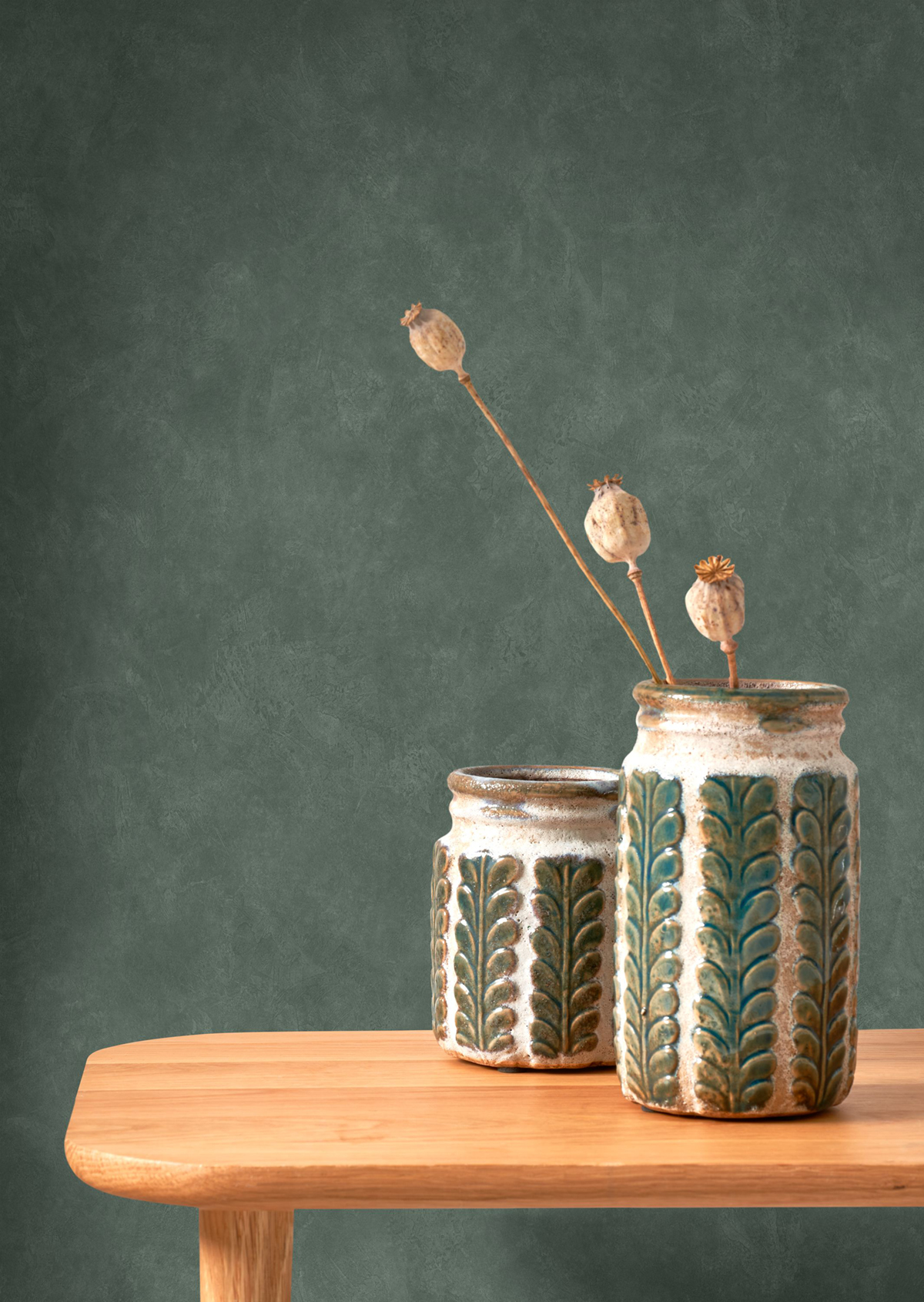 Papier peint Uni Buvard Vallauris vert cyprès - Echappée Belle de Casadéco | Réf. ECHA89857505