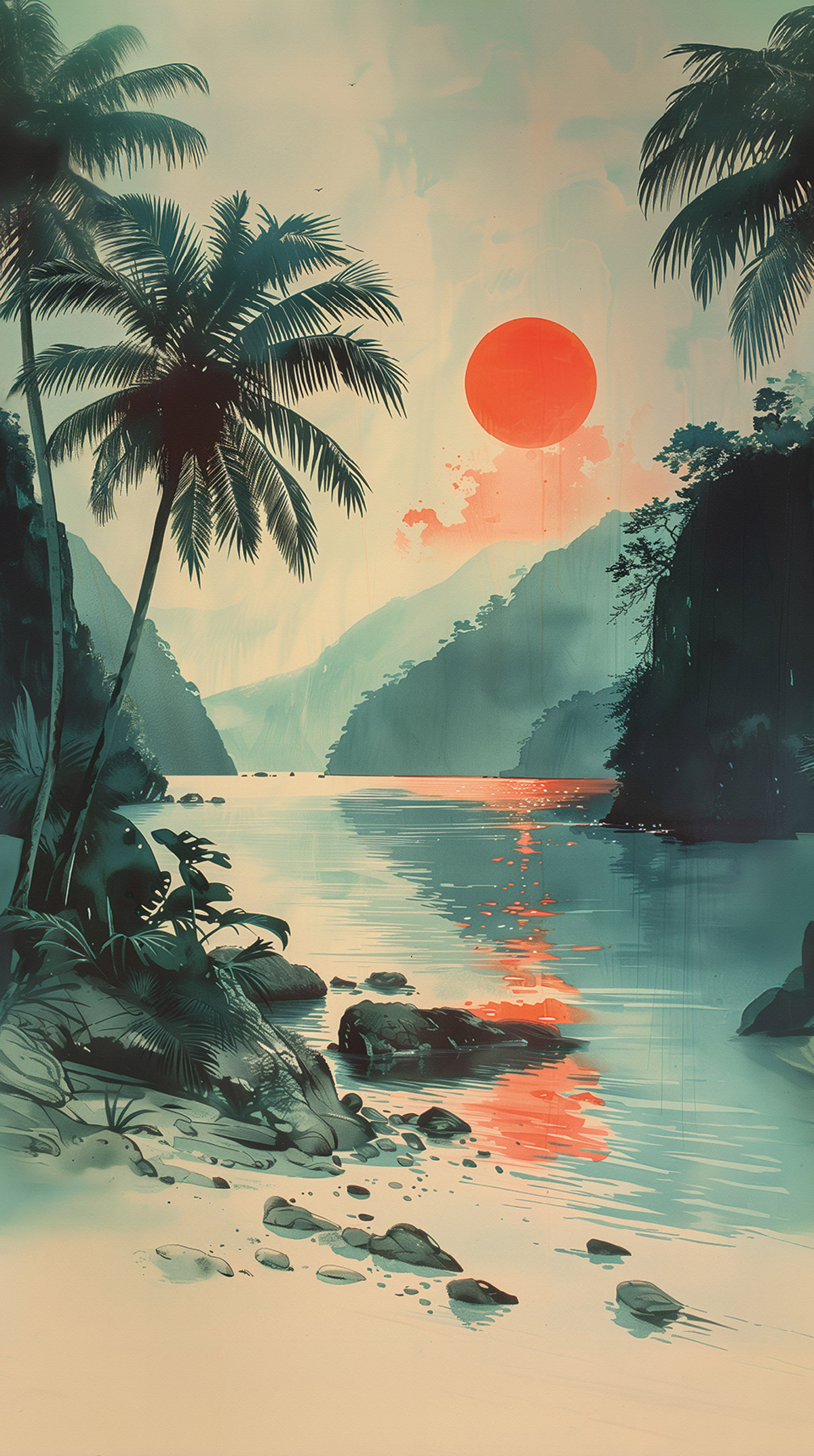 Papier peint panoramique Soleil Tropical Sunset - Metropolitan Stories 4 Hot Spots d'A.S. Création AMB1| Réf. AS-790165