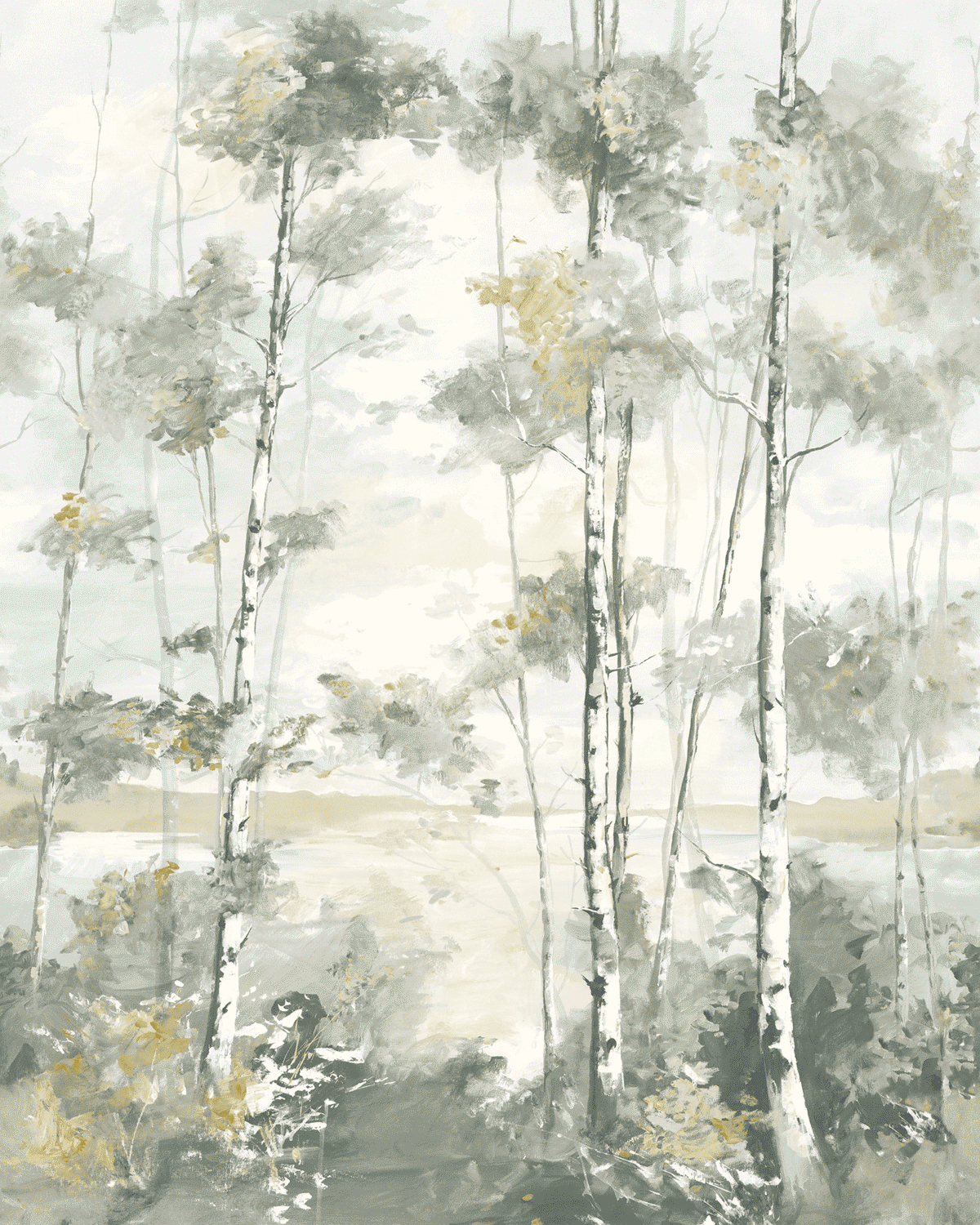 Papier peint panoramique Forêt Boréale S gris beige 200X250 - Riverside 4 de Casadéco | Réf. RIVI89569205