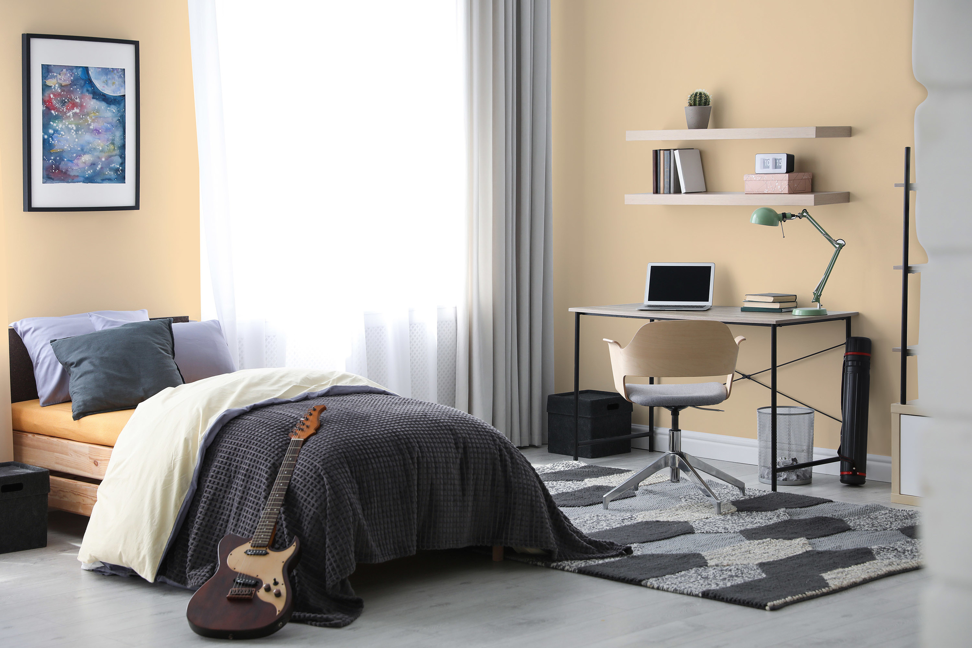 Photo numéro 2 d'une pièce avec un mur peint avec la peinture  Puro beige smooth saffron - c8009