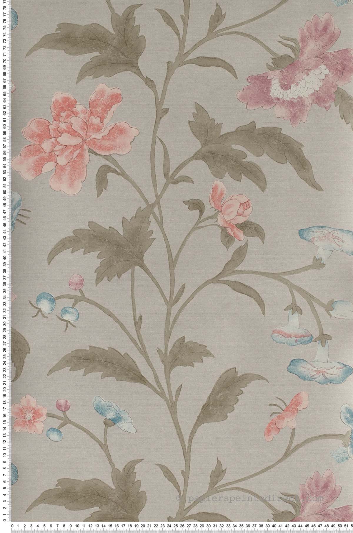 China rose gris - Papier peint Archive Trails de Little Greene