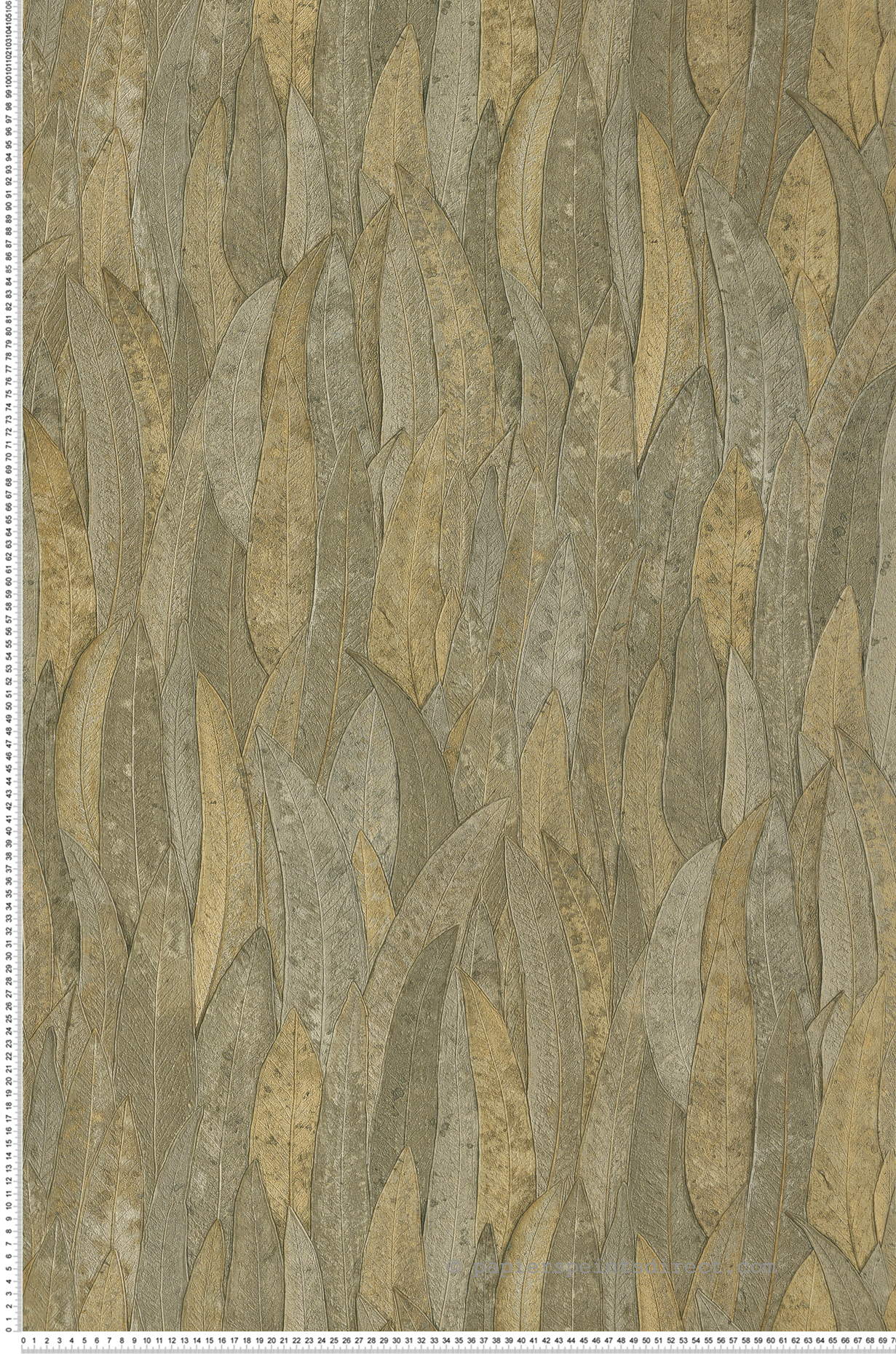 Papier peint Feuille Neluwa vert kaki clair - Golfe du Bengale de Casamance | Réf. CAS-75961222