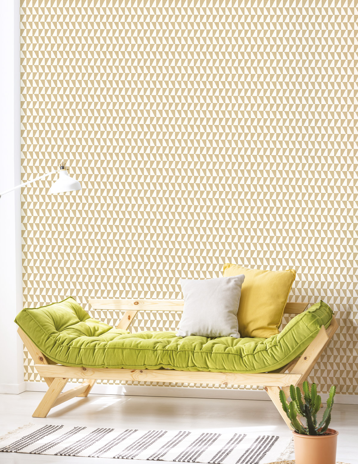 Papier peint Damier Quadrilatère lin doré - Seven de Montecolino | Réf. MC-30178