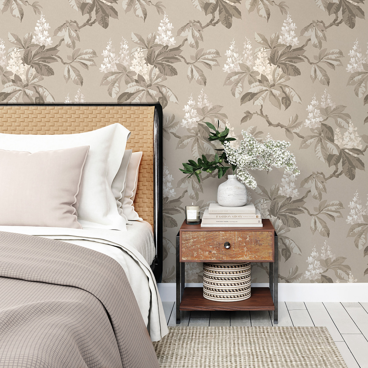 Papier peint Floral Chestnut Vintage beige - Beaux Arts de Lutèce | Réf. LTC-M1820