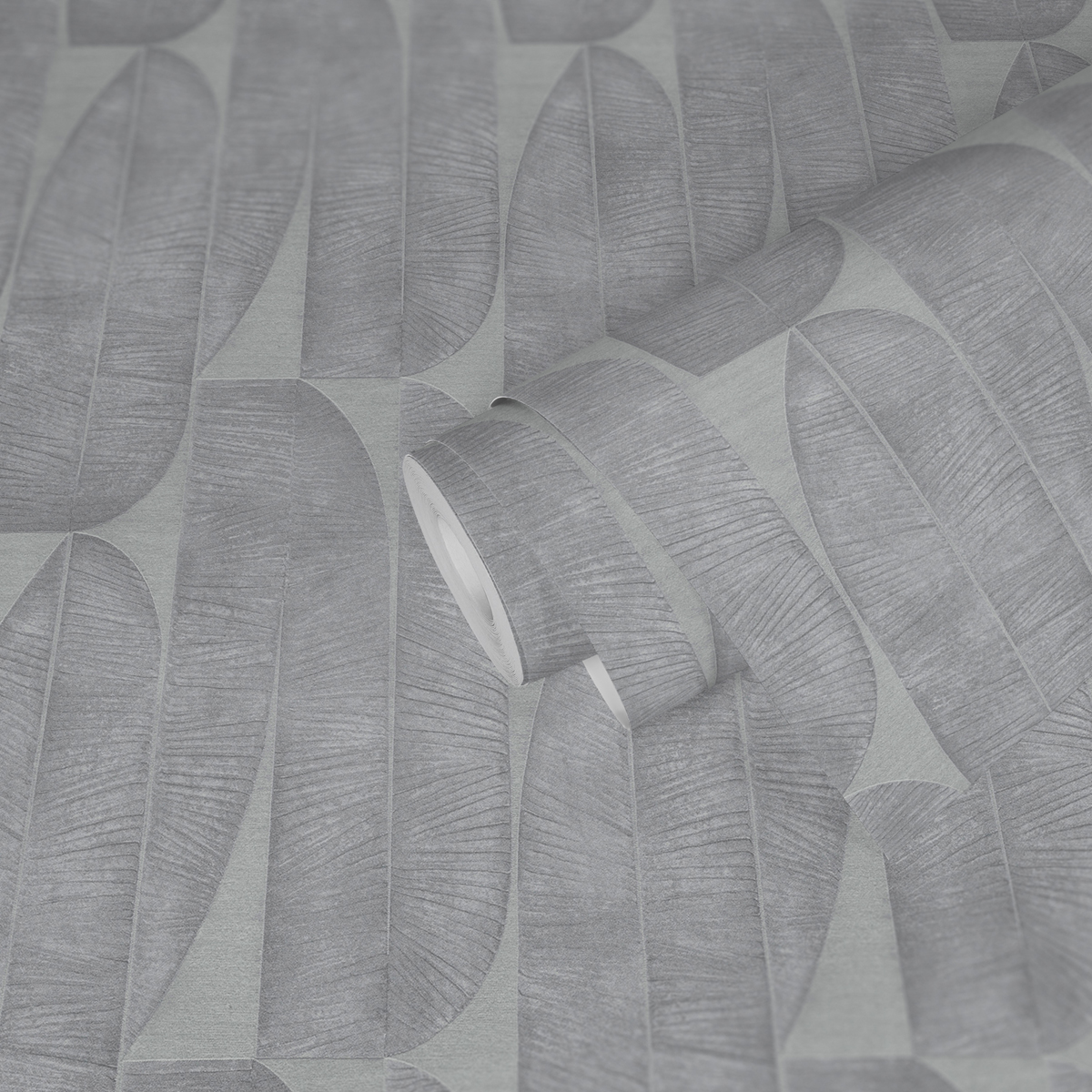Papier peint Grandes Palmes Géométriques gris clair - Stories of Life d'A.S. Création AMB2 | Réf. AS-396582