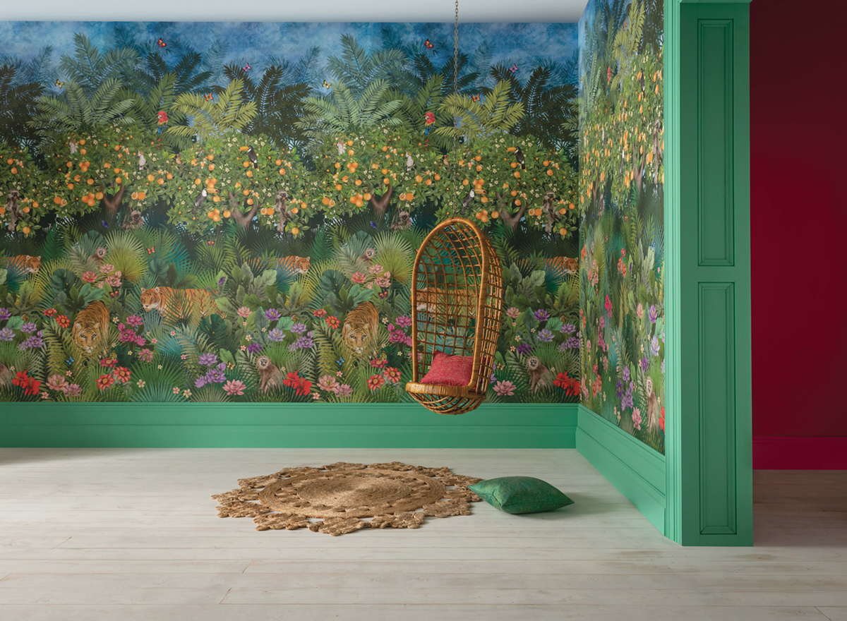 Papier peint panoramique Jardin Tiger Grove vert - DayDreams et The Wallpaper Collection de Matthew Williamson AMB | Réf. OSB-W7492-01
