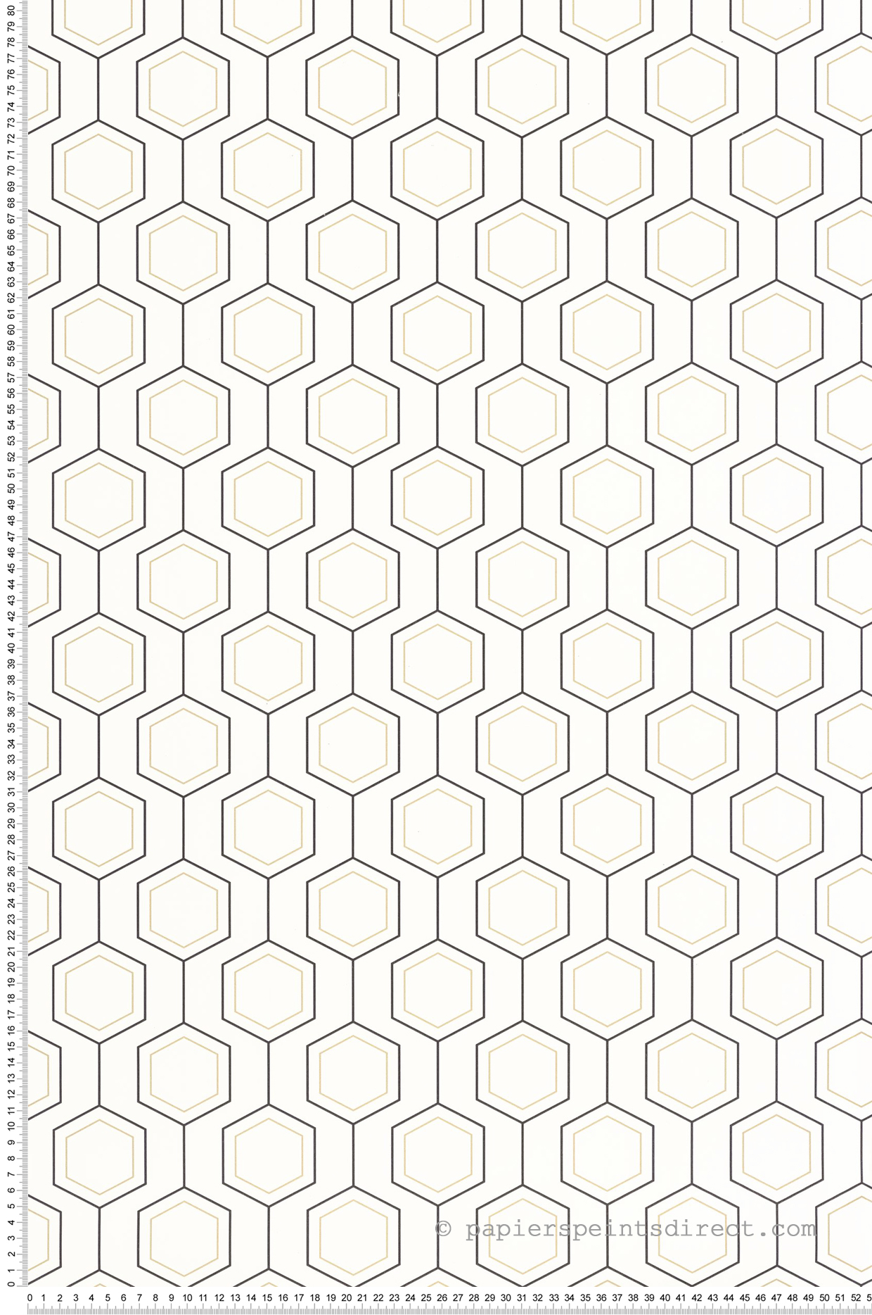Papier peint Hexagones Élégants Hexaline noir blanc doré - Moonlight 3 de Casélio | Réf. MNL3107130937