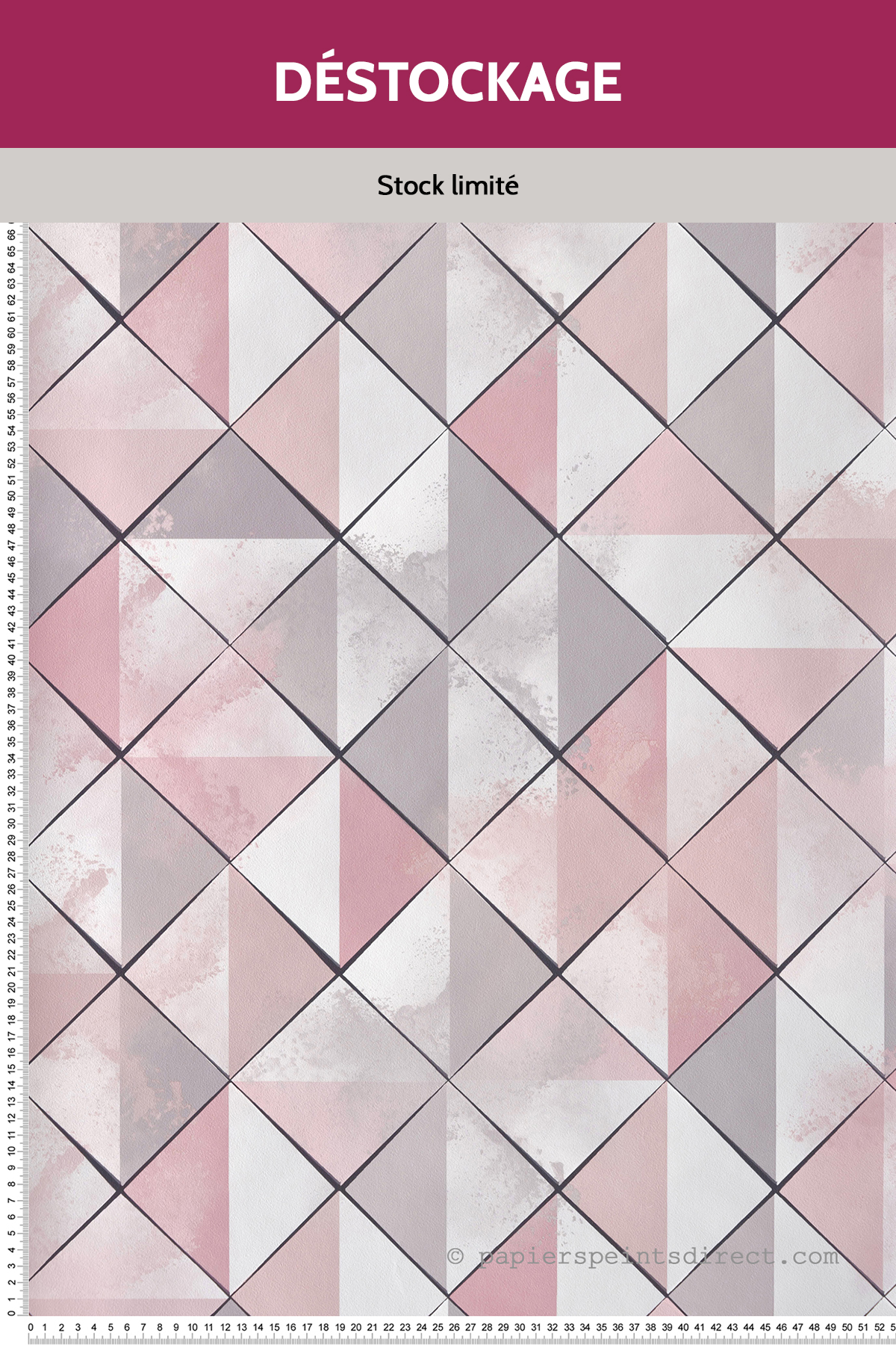Papier peint Destockage - Géométrique Losange rose - Pop d'Ugépa