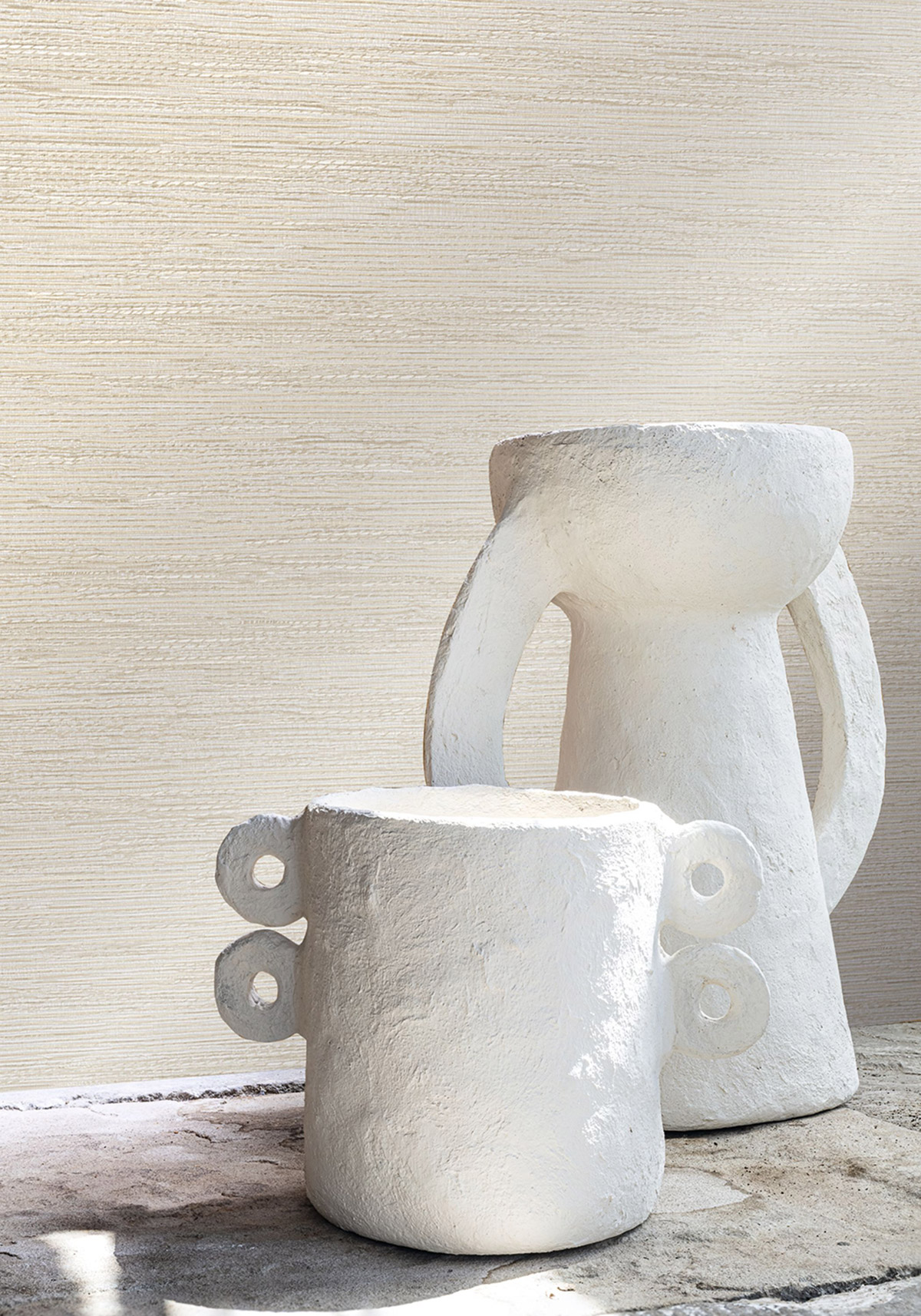 Papier peint Faux Uni Tissage Tatami grège - Le Jacquard de Casamance AMB2| Réf. CAS-C75342242