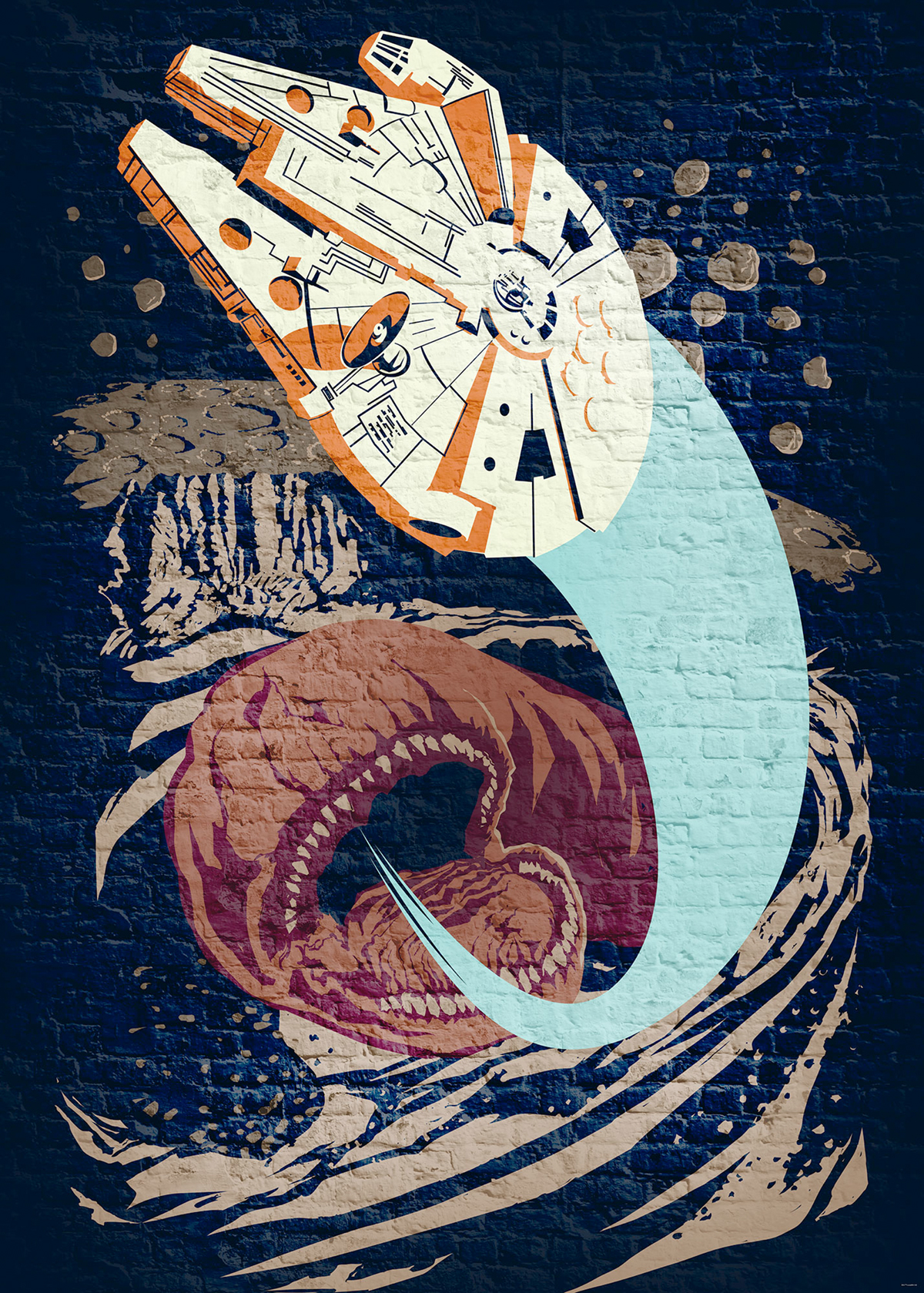 Papier peint Star Wars Classic Concrete Asteroid Worm - Papier peint Panoramique Komar