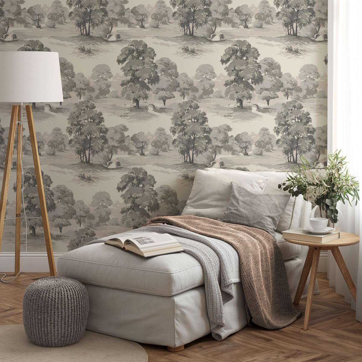 Papier peint Forêt Paysage Sherwood gris - Beaux Arts de Lutèce | Réf. LTC-M1831
