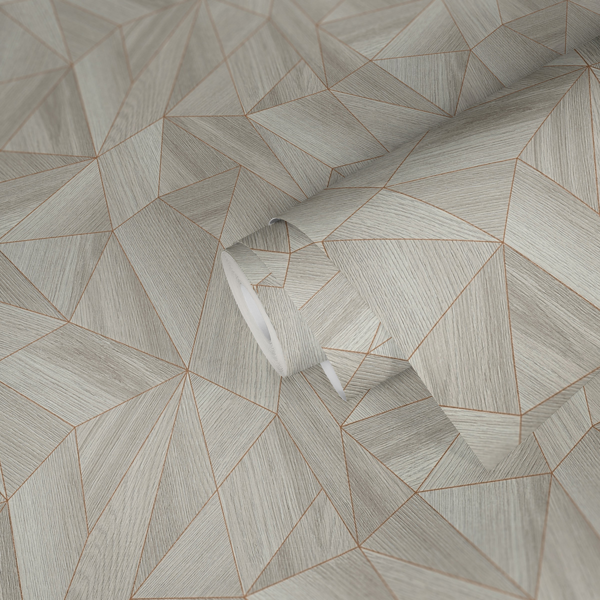 Papier peint Géométrique Bois gris cuivré - Elements 2 d'A.S. Création ROLLZ | Réf. AS-361332