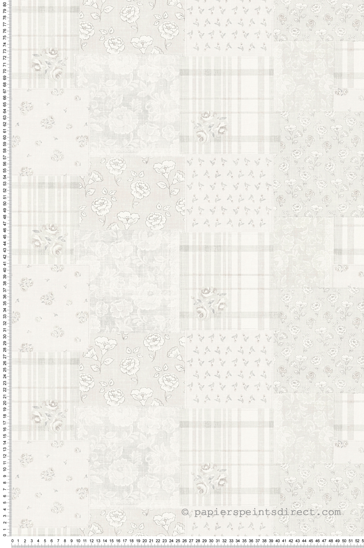 Papier peint Patchwork Fleuri gris - Maison Charme d'A.S. Création | Réf. AS-390662