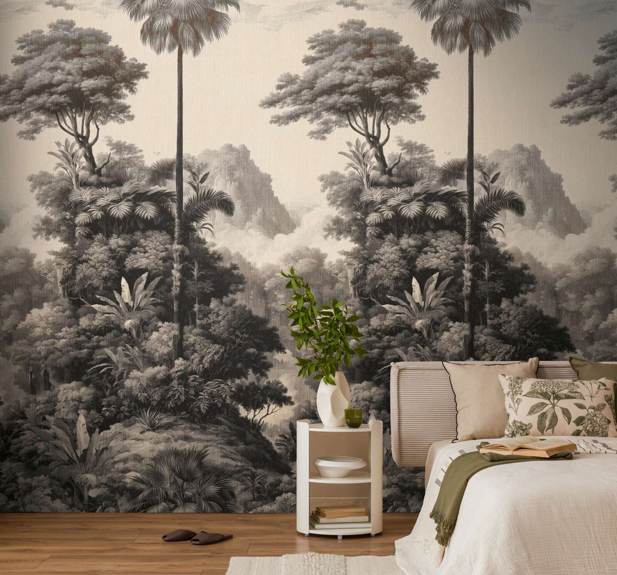 Papier peint panoramique Jungle Gravure gris - Vibes & Styles d'A.S. Création | Réf. AS-792169