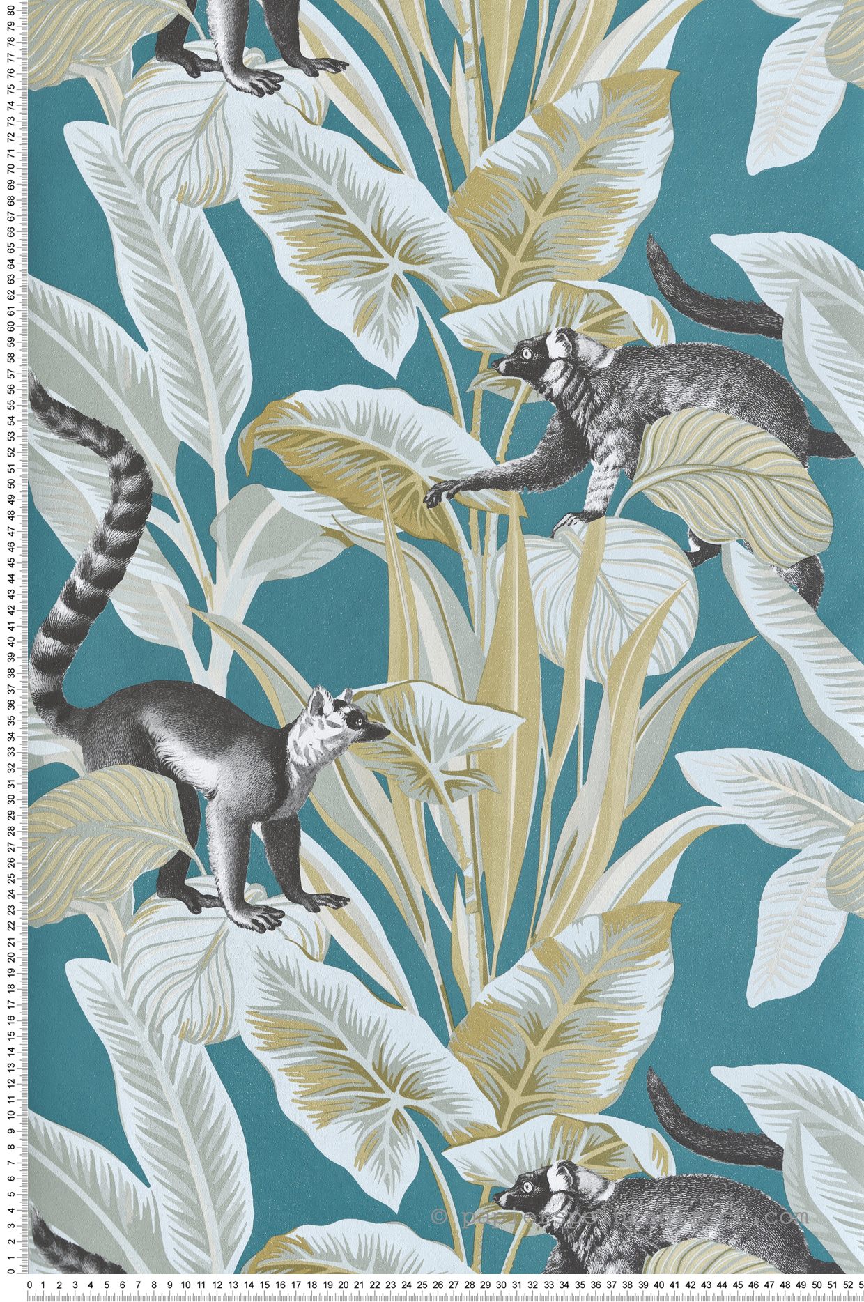 Papier peint Nature Animaux Lémurien bleu paon irisé - Maison Paradis de Lutèce | Réf. LTC-MP15535