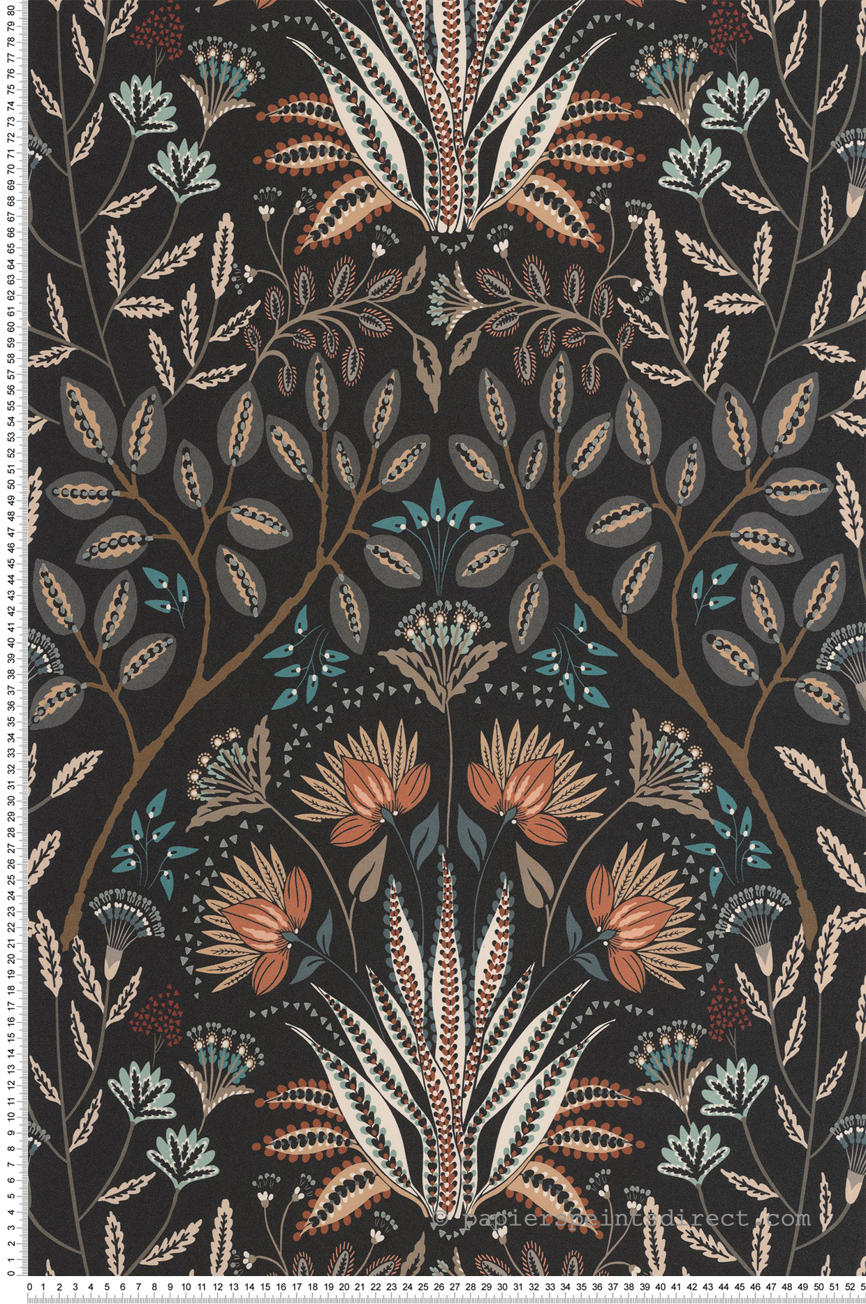 Papier peint Fleur Baroque Lords noir réglisse - Derby de Casadéco | Réf. DERB89299577