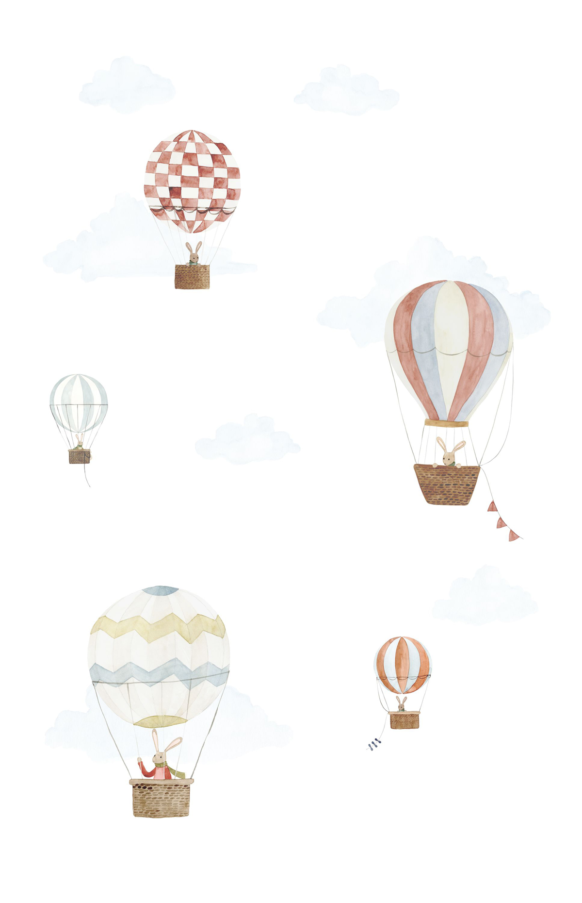 Papier peint panoramique Lapin Montgolfière Travel Around the World L 200X310 - Once Upon A Time 2 de Casadéco | Réf. OUTD200720304